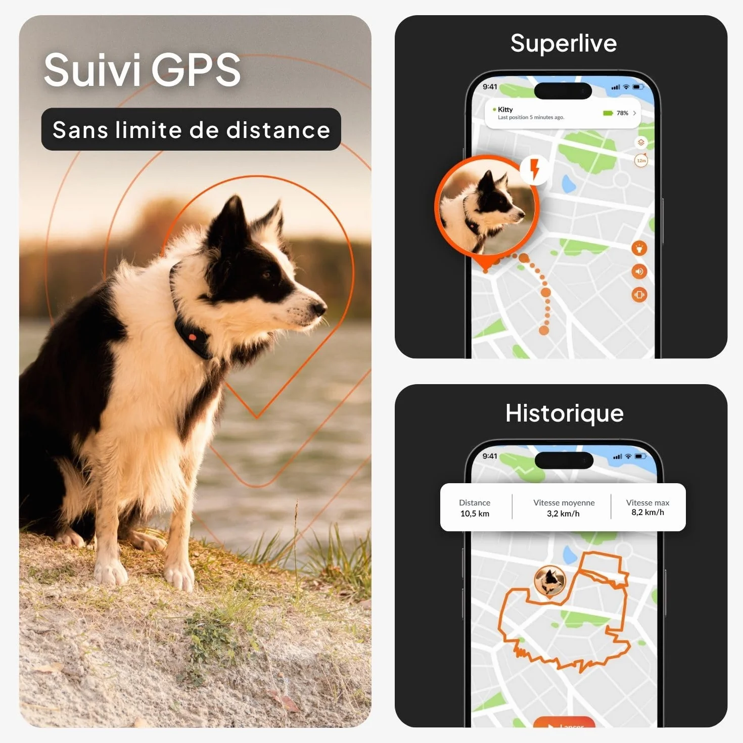 Weenect Chien XT GPS Collier Chien Antenne XL Etanche Julius-K9 Noir