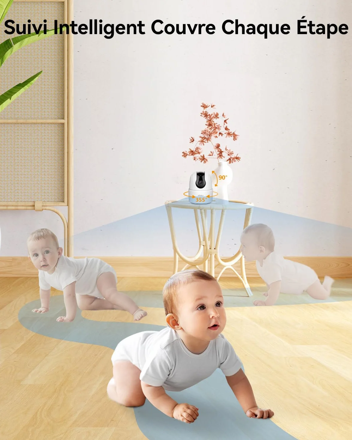 Imou 2K 3MP Caméra Surveillance WiFi Intérieure 360° Connectée Smartphone Détection Humaine AI Suivi Intelligent Sirène Audio Bidirectionnel Compatible Alexa