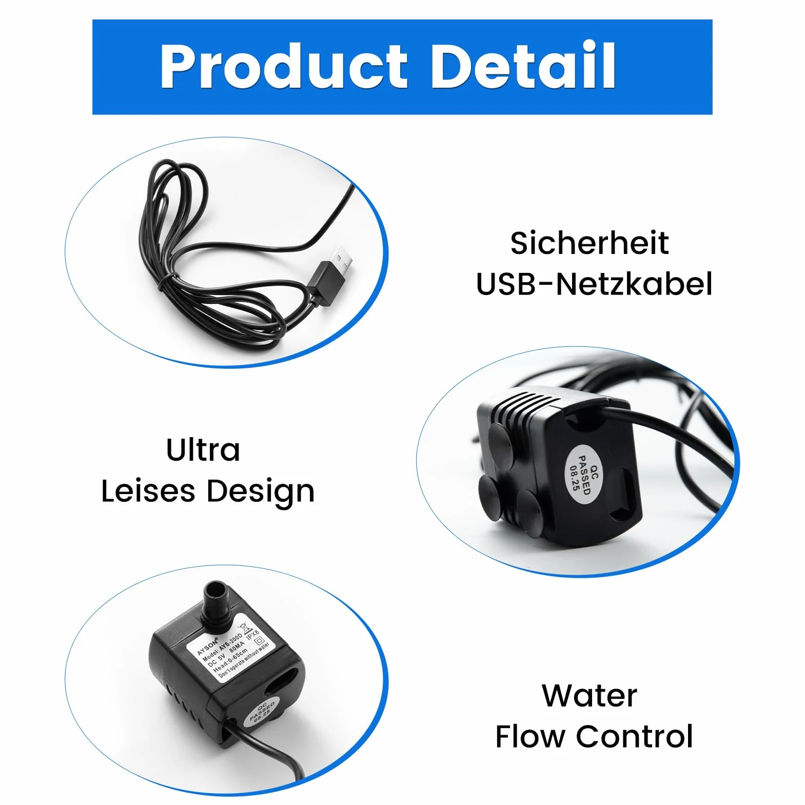 Mini Pompe à Eau Submersible USB DC 5V 200L/H Ultra Silencieuse pour Aquarium Fontaine Étang