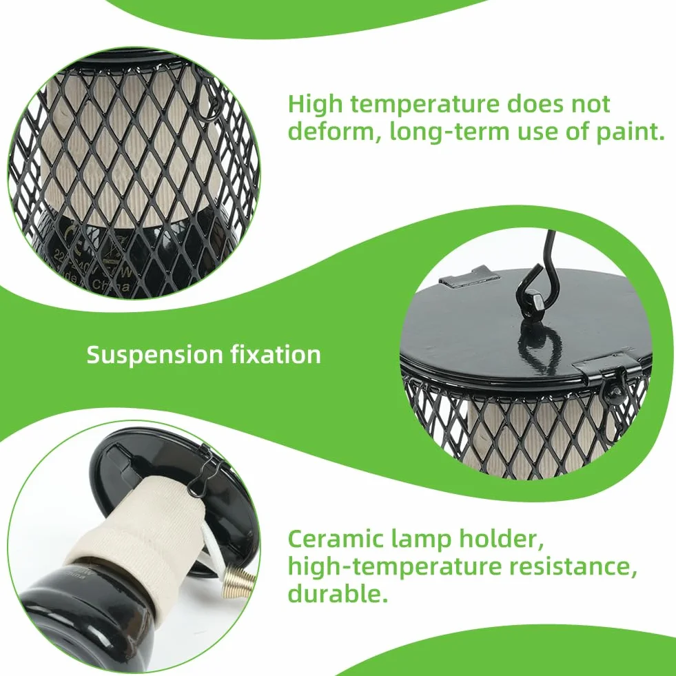 Lampe Chauffante Terrarium 50W E27 avec Cage pour Reptiles, Tortue, Serpent, Lézard