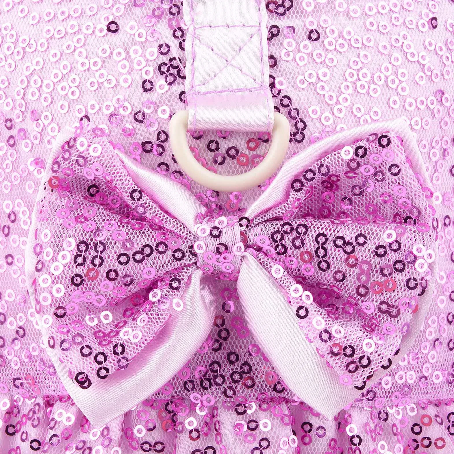 Robe Harnais à Paillettes métalliques pour Chien, avec Anneau en D, Fuchsia, M