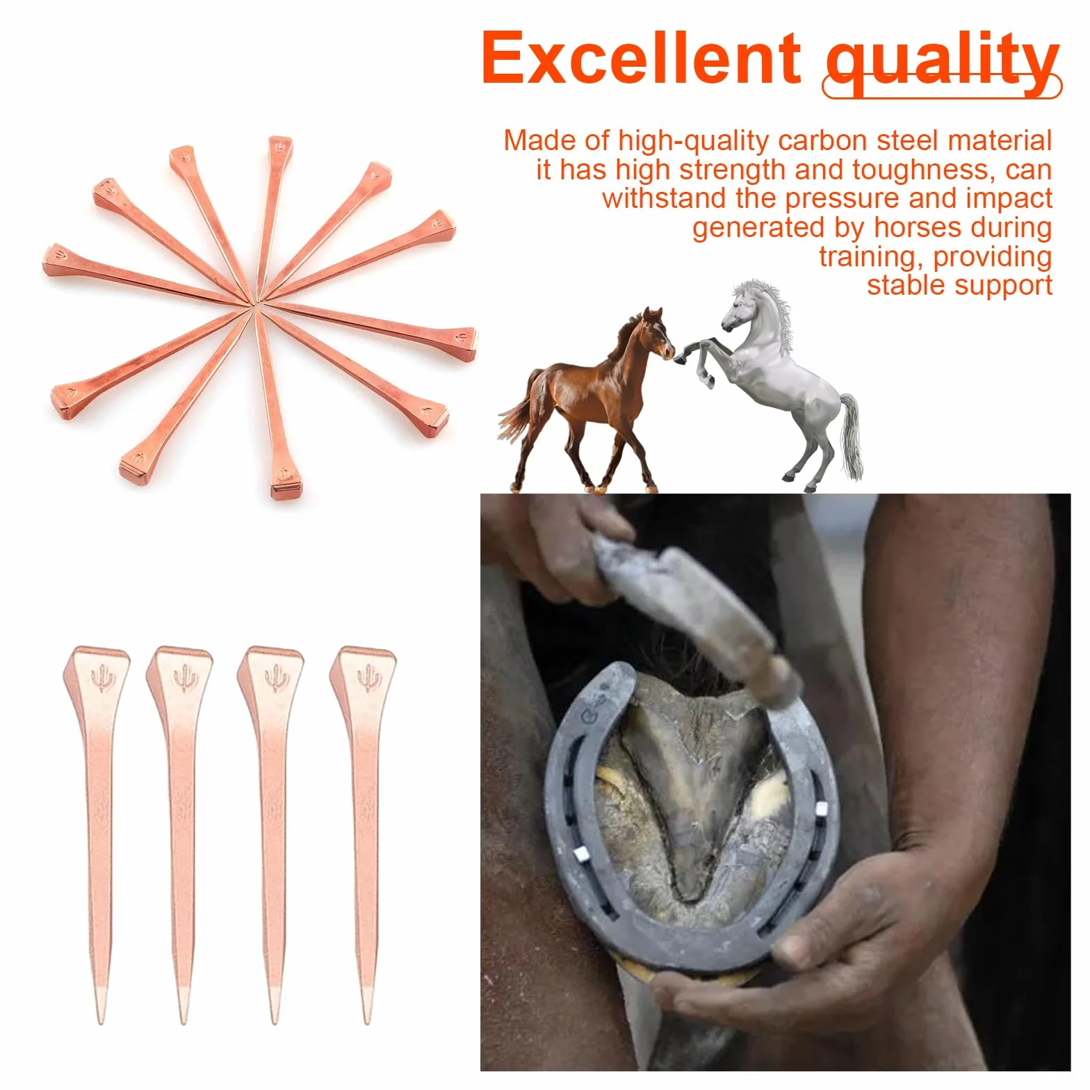 Clous pour Sabots 54 mm Acier au Carbone Fer à Cheval 30 Pièces