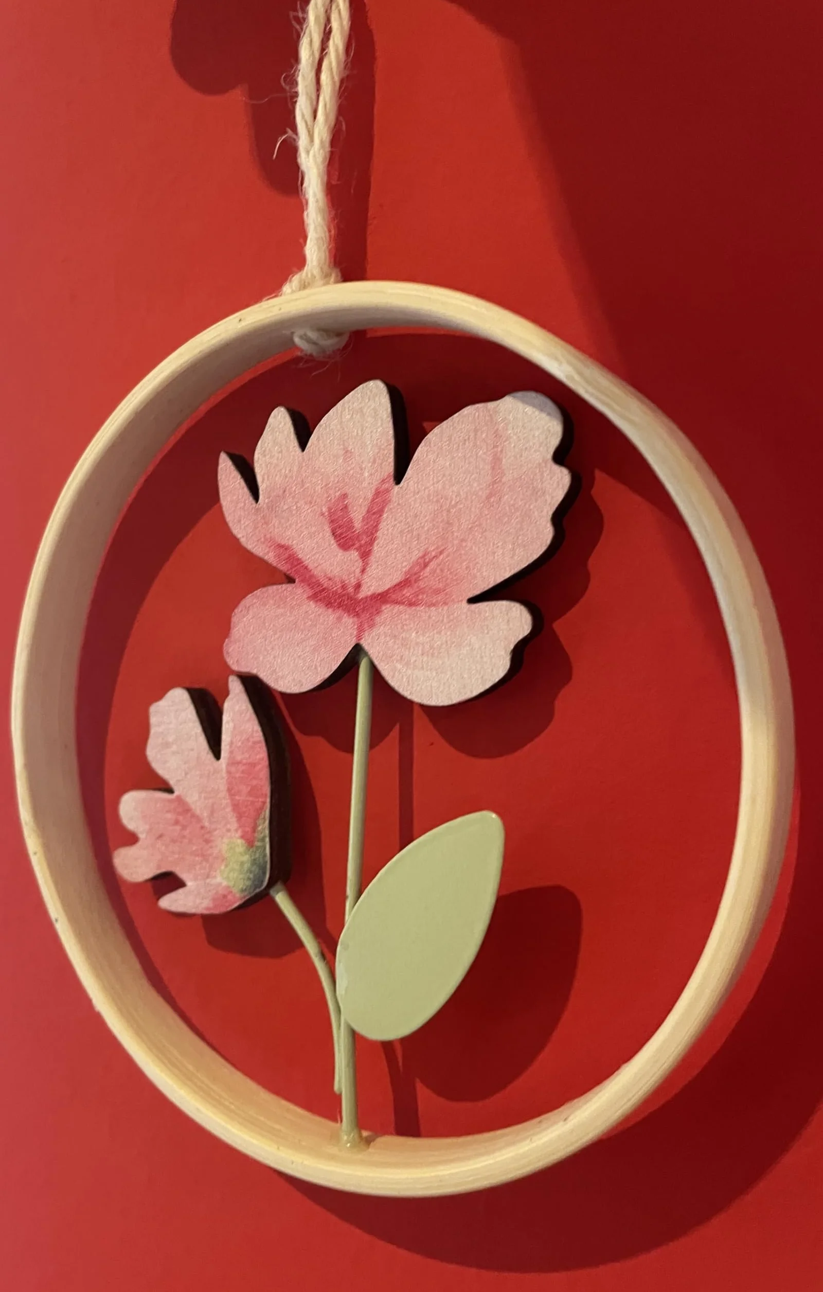Lot de 3 décorations de printemps en bois à suspendre - Décoration de fenêtre et de Pâques avec motifs floraux