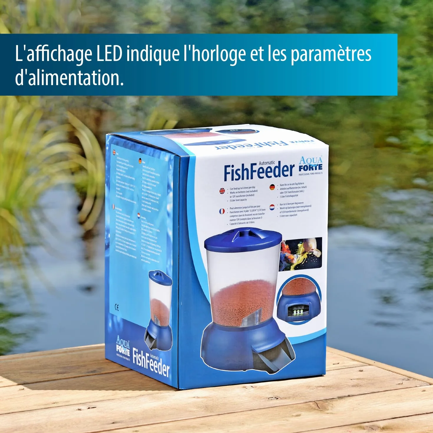 AquaForte distributeur automatique de nourriture 5 litres 12V 1,5V affichage LED 5 mètres câble