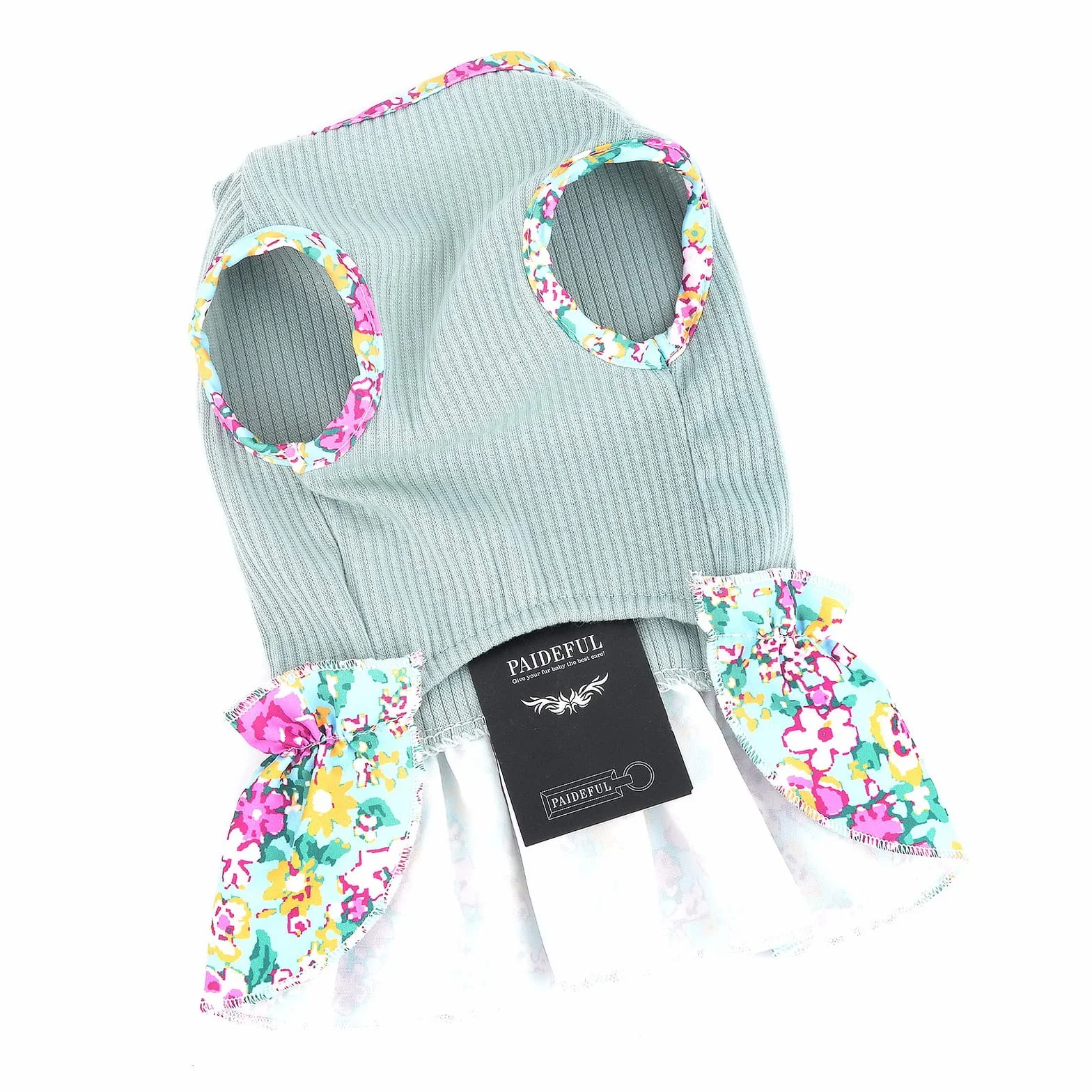 PAIDEFUL Robe Chien Coton Doux Respirant Gilet Jupe Volants Chiot Chihuahua Yorkie Vêtements Printemps Été Vert XS