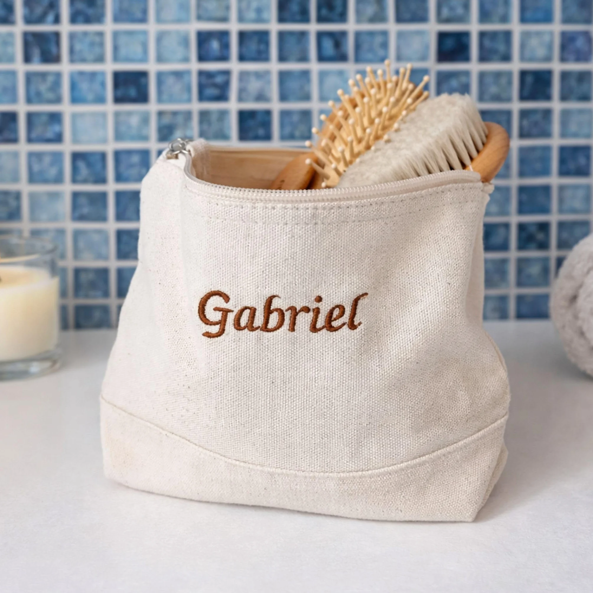 Brosses & Peigne bébé personnalisés Prénom Gravé Trousse de toilette bébé Prénom Brodé Ensemble 5 pièces