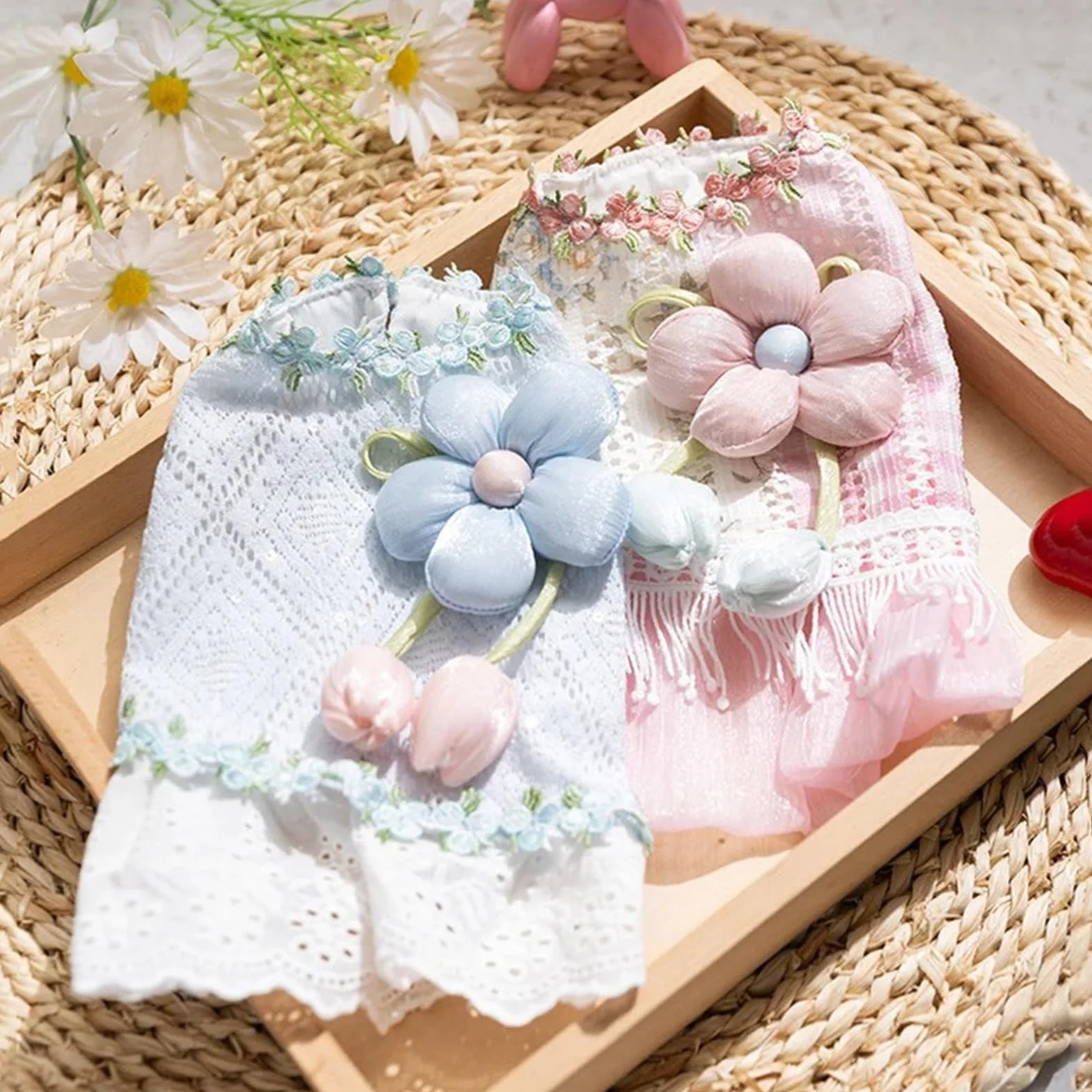 Robe Teddy à Fleurs Bleues pour Petit Chien, Pull Fin de Campagne, Jupe Respirante pour Animaux de Compagnie XL
