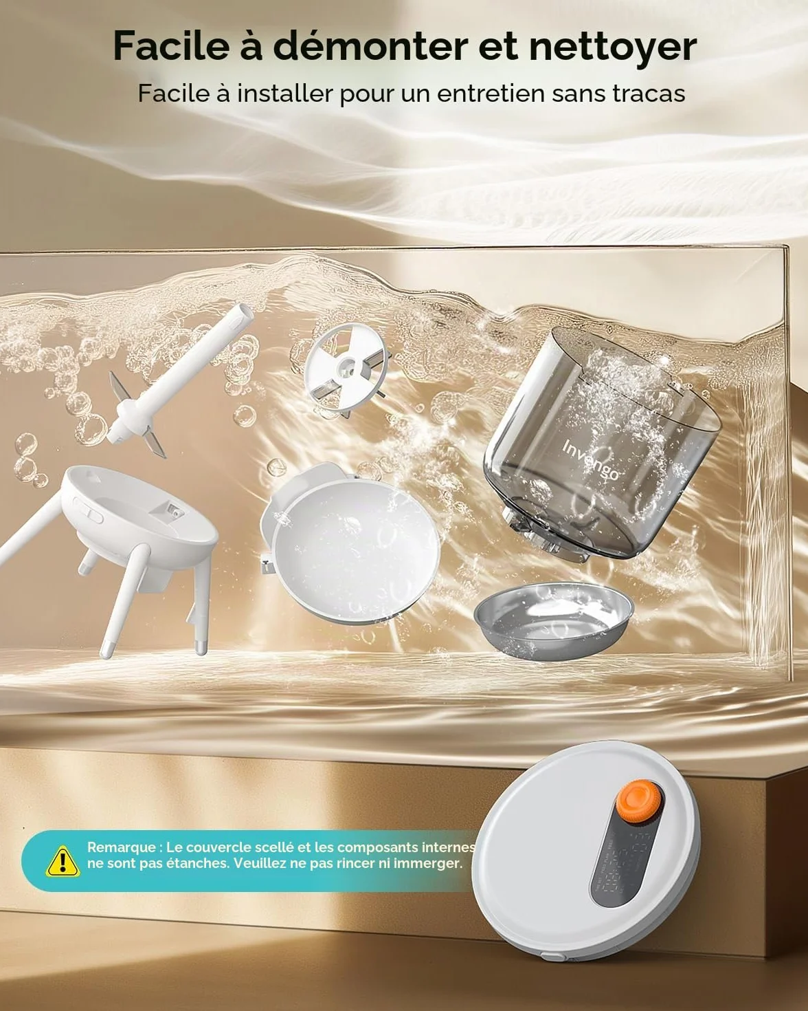 Distributeur Croquettes Chat Automatique Programmable Invengo, Double Alimentation, Anti-Insecte, Trémie 3L, Blanc