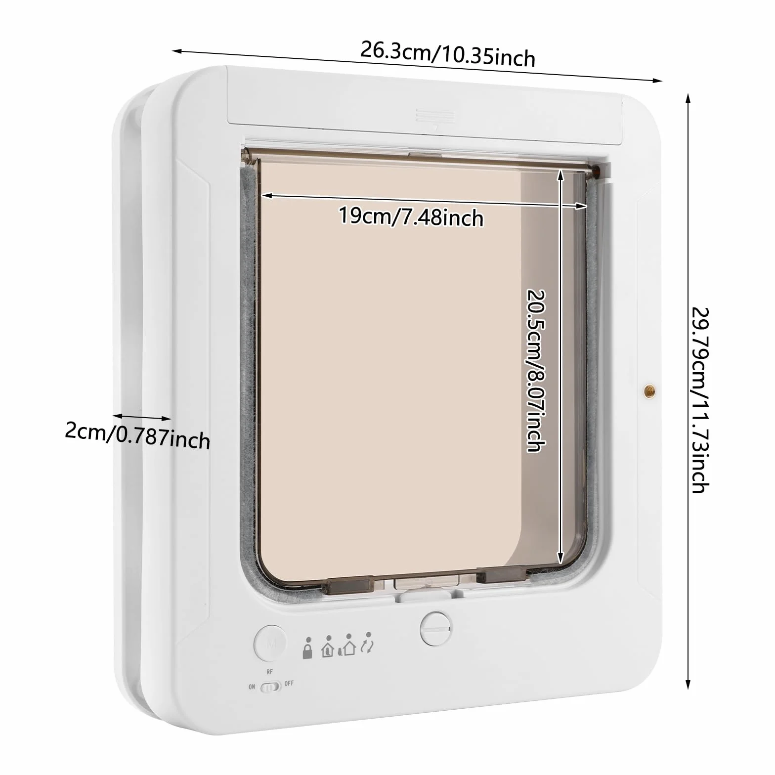Chatière à micropuce RFID 4 voies pour porte avec télécommande pour chats et petits chiens (blanc)
