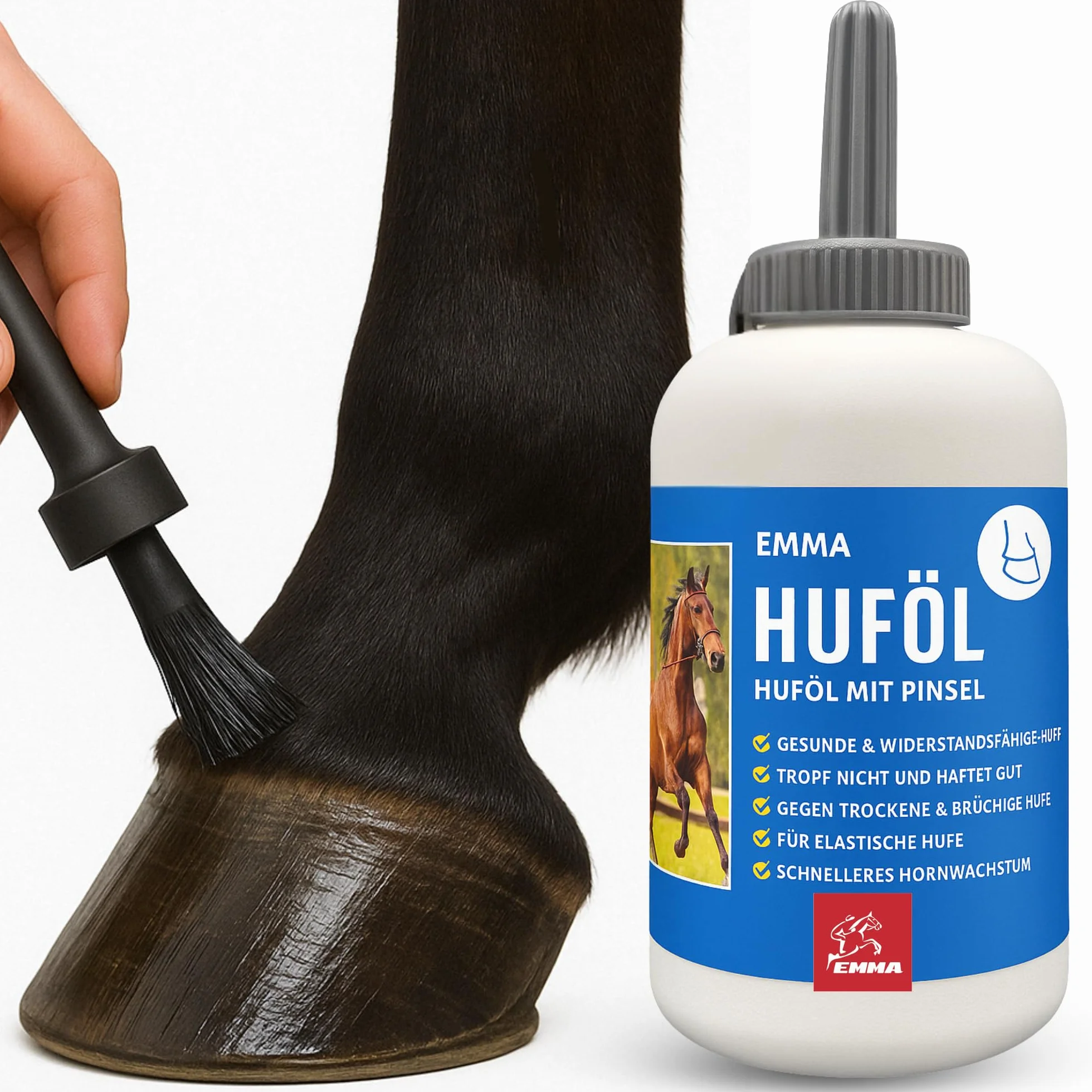 Huile pour sabots chevaux 480ML Baume pour sabots Graisse Soin des sabots & fourchette Pommade Flacon pinceau croissance rapide