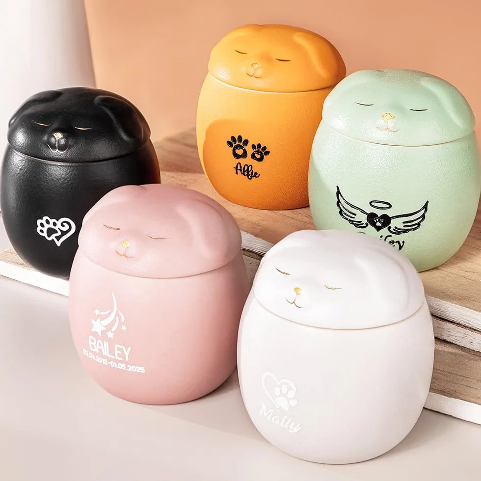 Urne funéraire personnalisée pour Chien et Chat avec nom et date, symbole personnalisé