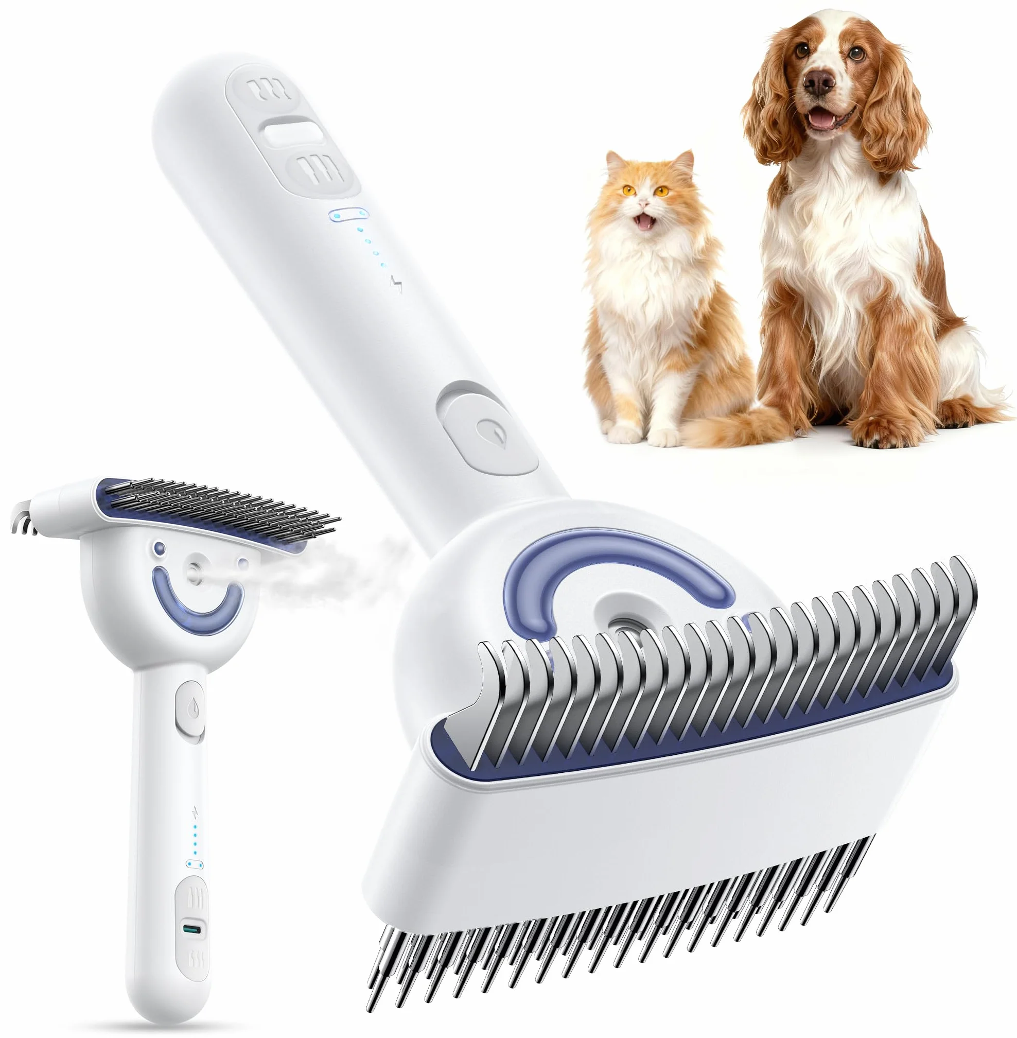 FEELNEEDY Brosse Vapeur Chien Peigne Démêlage Professionnel Double Face 23+35 Dents Élimine Nœuds Sous Poil Courts Longs