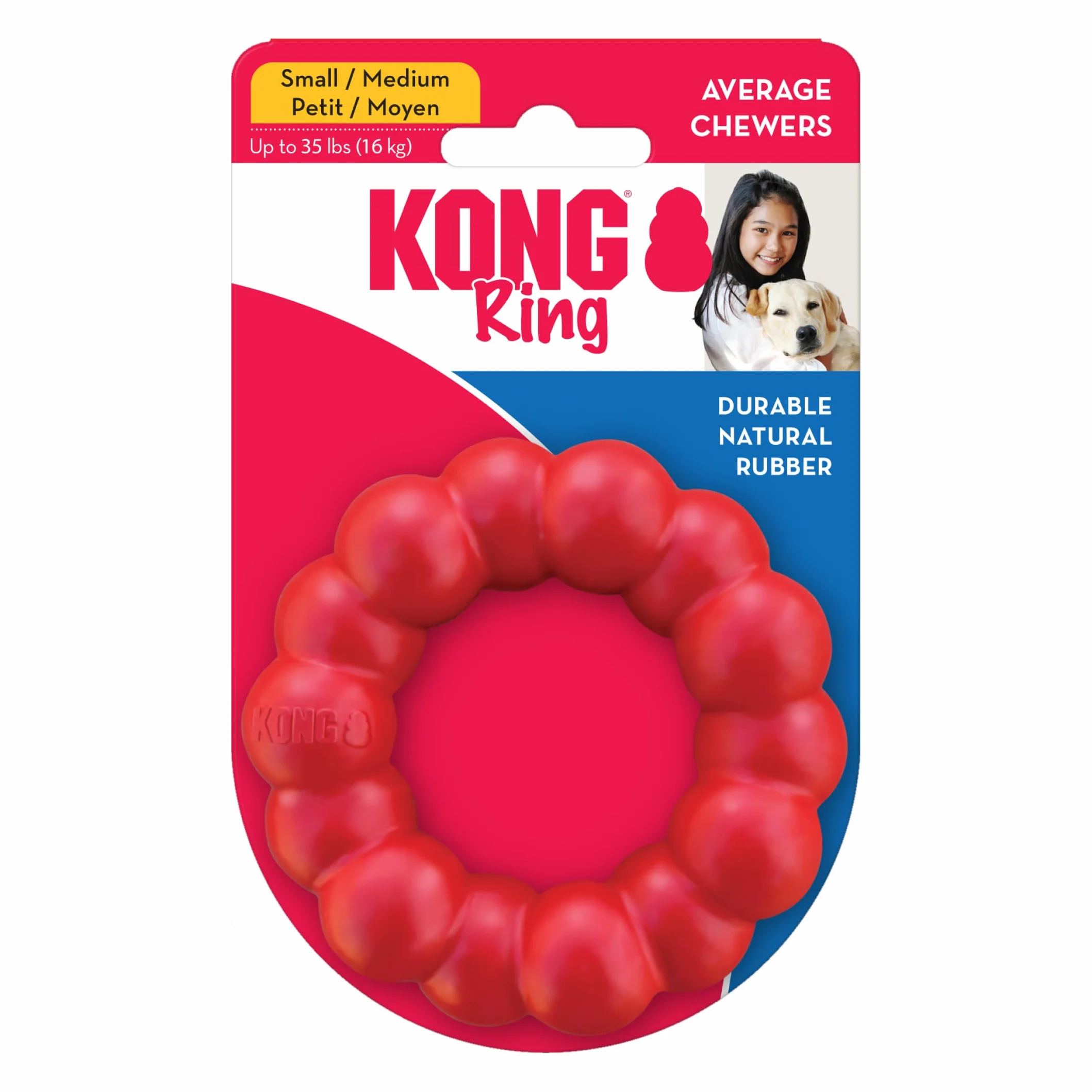 KONG Ring Jouet à Mâcher pour Chien Caoutchouc Naturel Durable Petits/Moyens