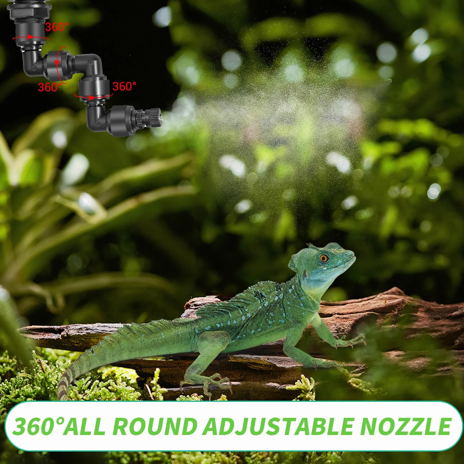 Glovios Brumisateur Terrarium Humidificateur avec Arroseur de Brouillard Réglable 360° pour Reptiles