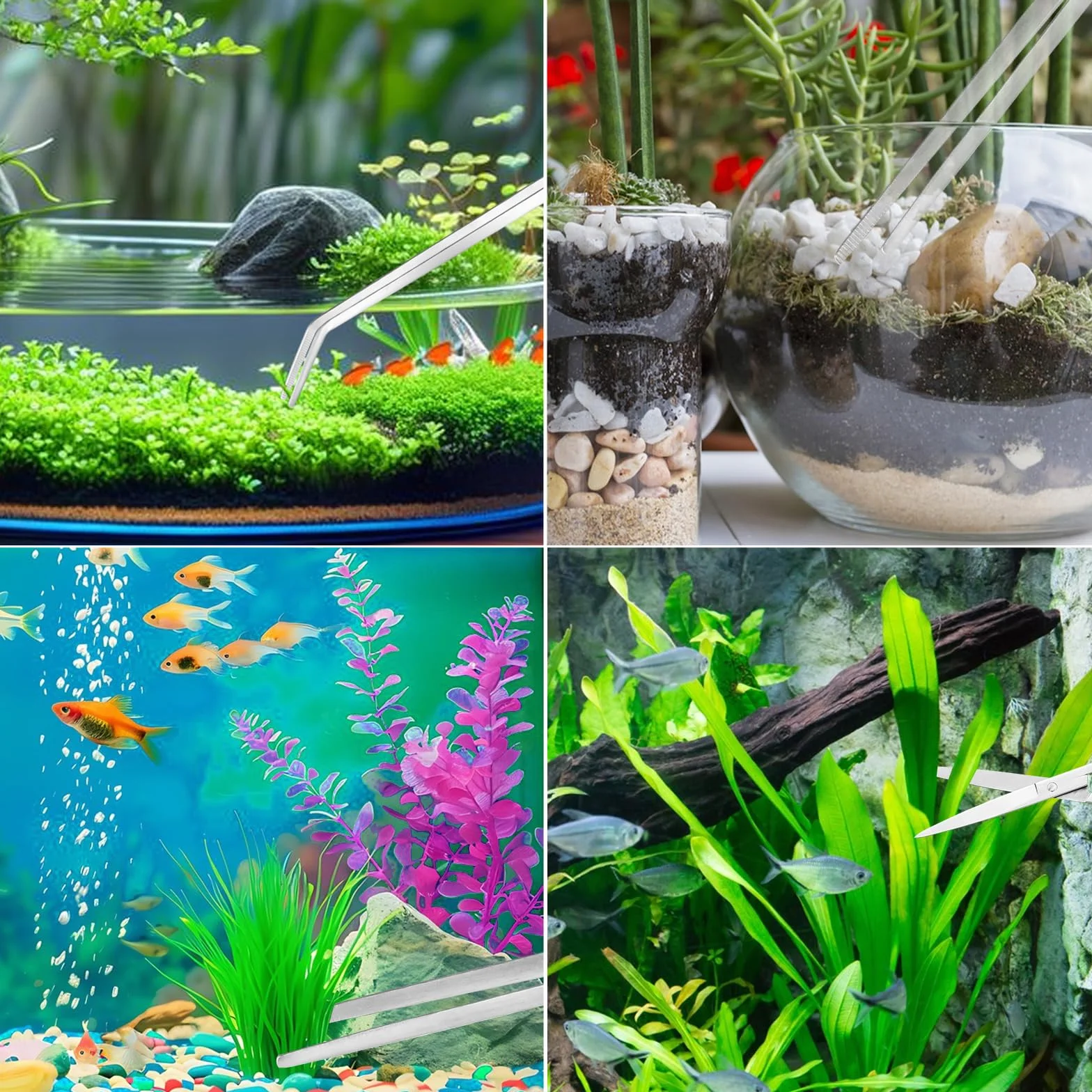 Aquarium Kit Outil Accessoires en Acier Inoxydable, 3 Pack Poisson Starter Kits