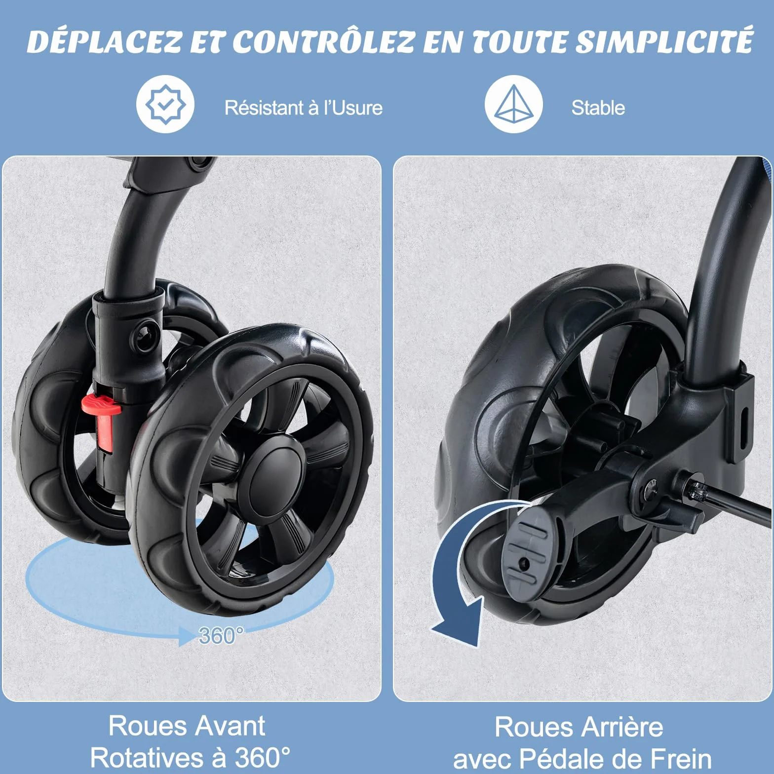 GOPLUS 3 en 1 Poussette Pliable à 2 Niveaux pour Chien Chat, 2 Sacs Détachables, Fenêtre en Maille, Roues avec Freins, Coussins Amovibles, Chariot de Voyage pour Chiens, Chats (Bleu)