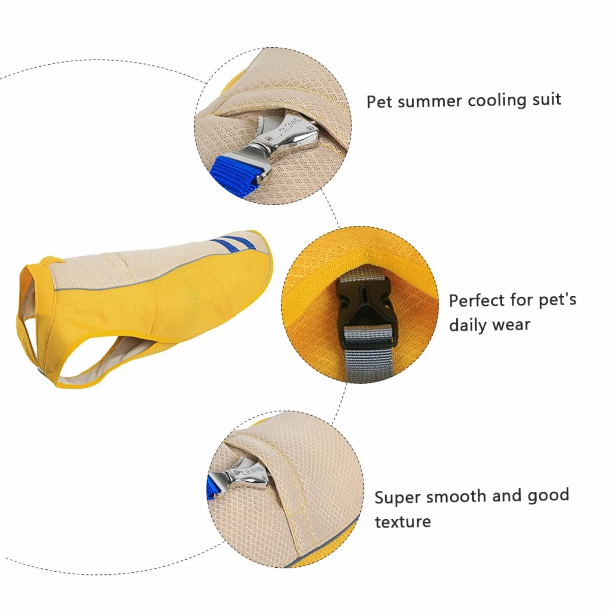 Abaodam Gilet Rafraîchissant Jaune Pratique pour Chien en Polyester Prévention Coup de Chaleur Sorties et Fêtes du Week-End