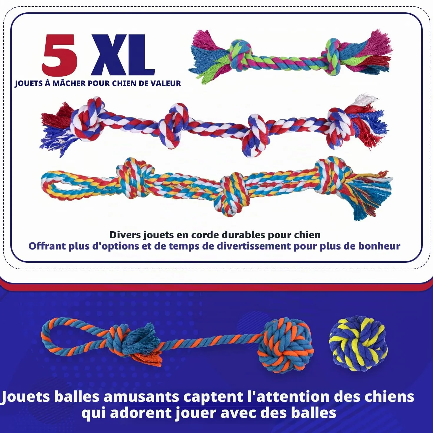 Jouets en Corde pour Chien XL (extrêmement durables et Solides) pour Chiens de Grande et Moyenne Taille - Jouets DE Chien Extra Grands pour Les CHEWERS agressifs
