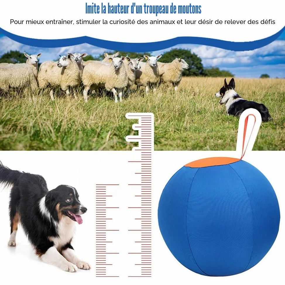 DONGKER Balle D'élevage de Chiens de 18 Pouces,Balle Gonflable pour Chevaux et Chiens a Haute Élasticité avec Poignée pour Chiens et Chevaux de Petite,Moyenne et Grande Taille