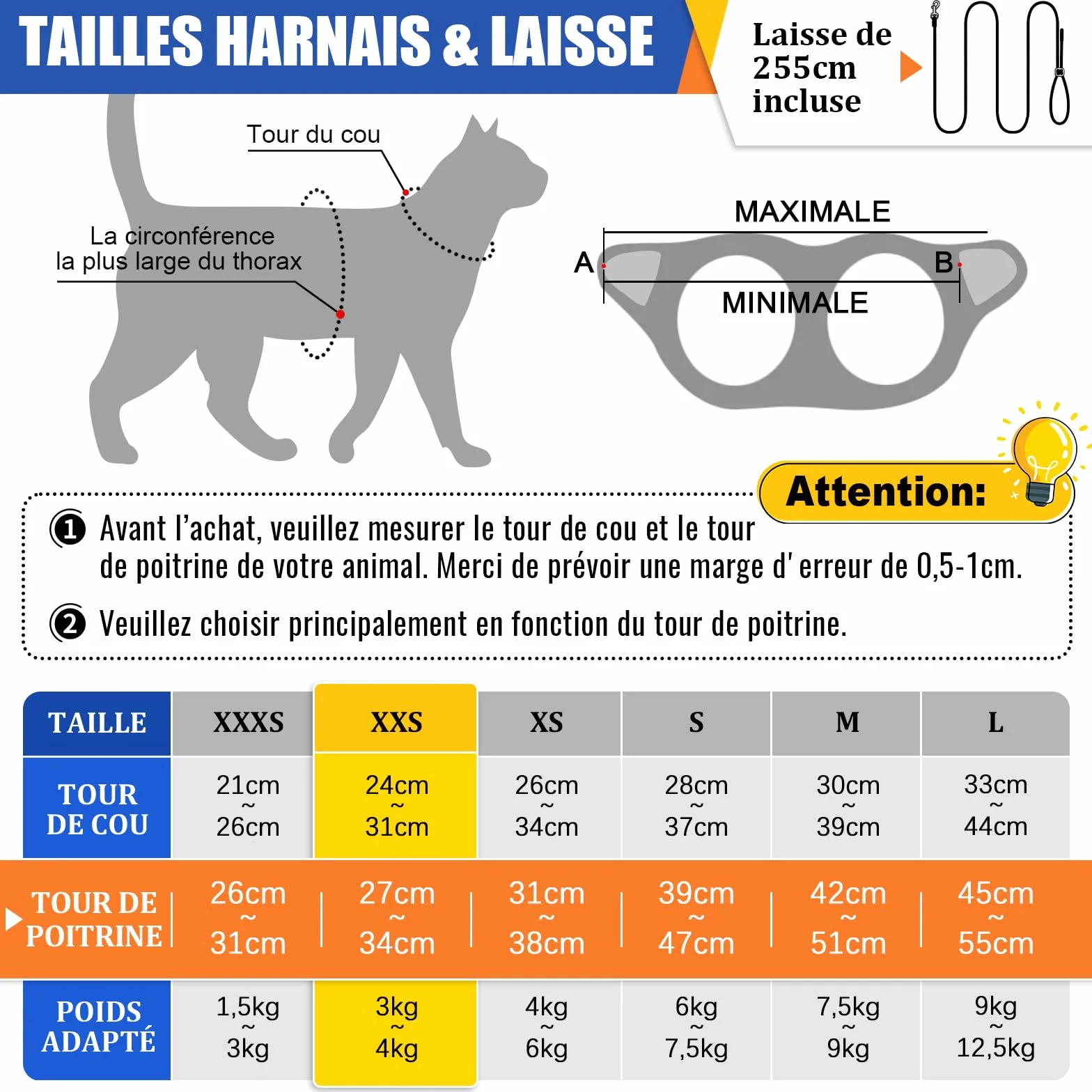 Harnais Chat Petit Chien Laisse 255cm XXS Anti-Fuite Maille Air Mesh Camouflage