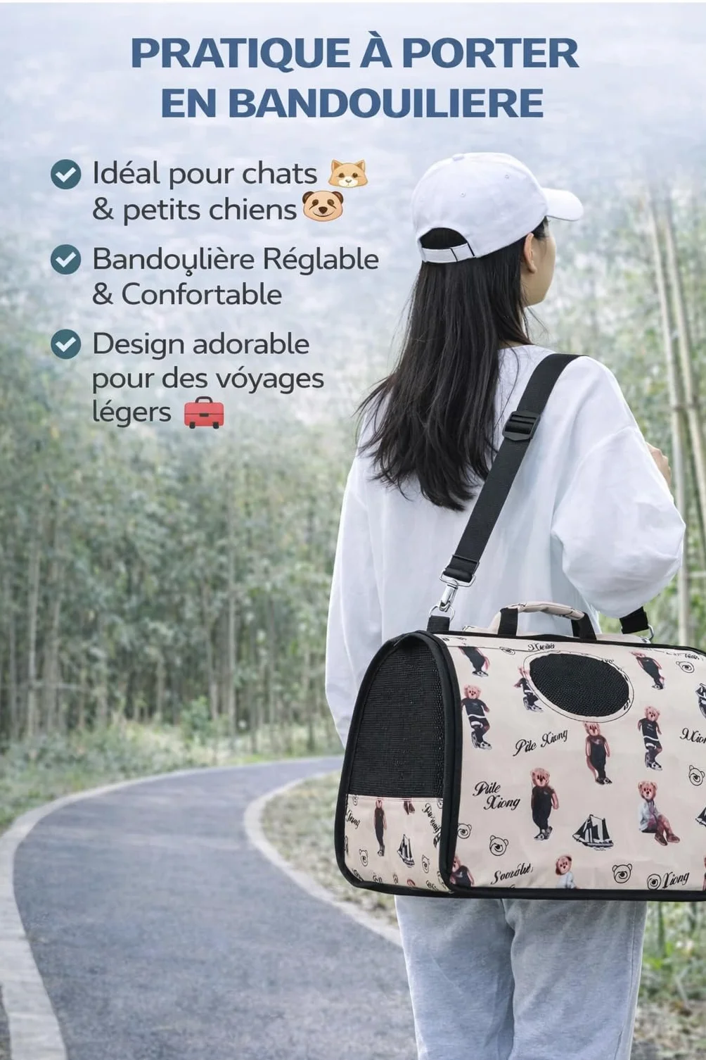 Sac de Transport Chat et Chien Petit – Caisse de Voyage Souple Respirante – Transporteur Animal Cabine Avion – Léger, Pliable