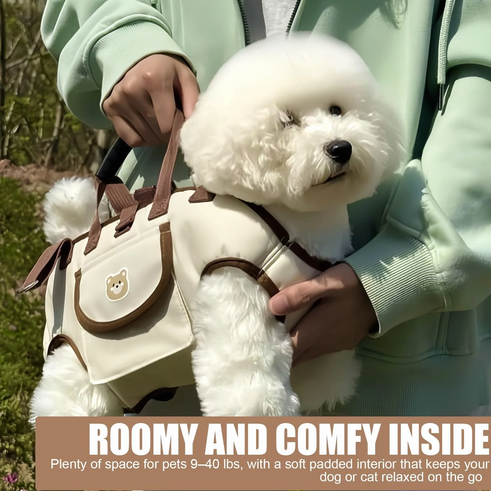 Sac à Dos Mains Libres pour Yorkie, Harnais de Levage Complet pour Petits Chiens, Sangles réglables et Respirantes avec Petit Sac à friandises pour Chiots (Noir,Medium)