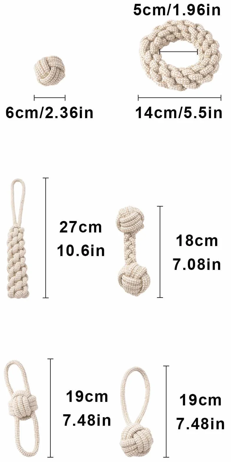 Jouet à mâcher en corde de coton pour chien, 6 pièces, interactif pour petits chiens