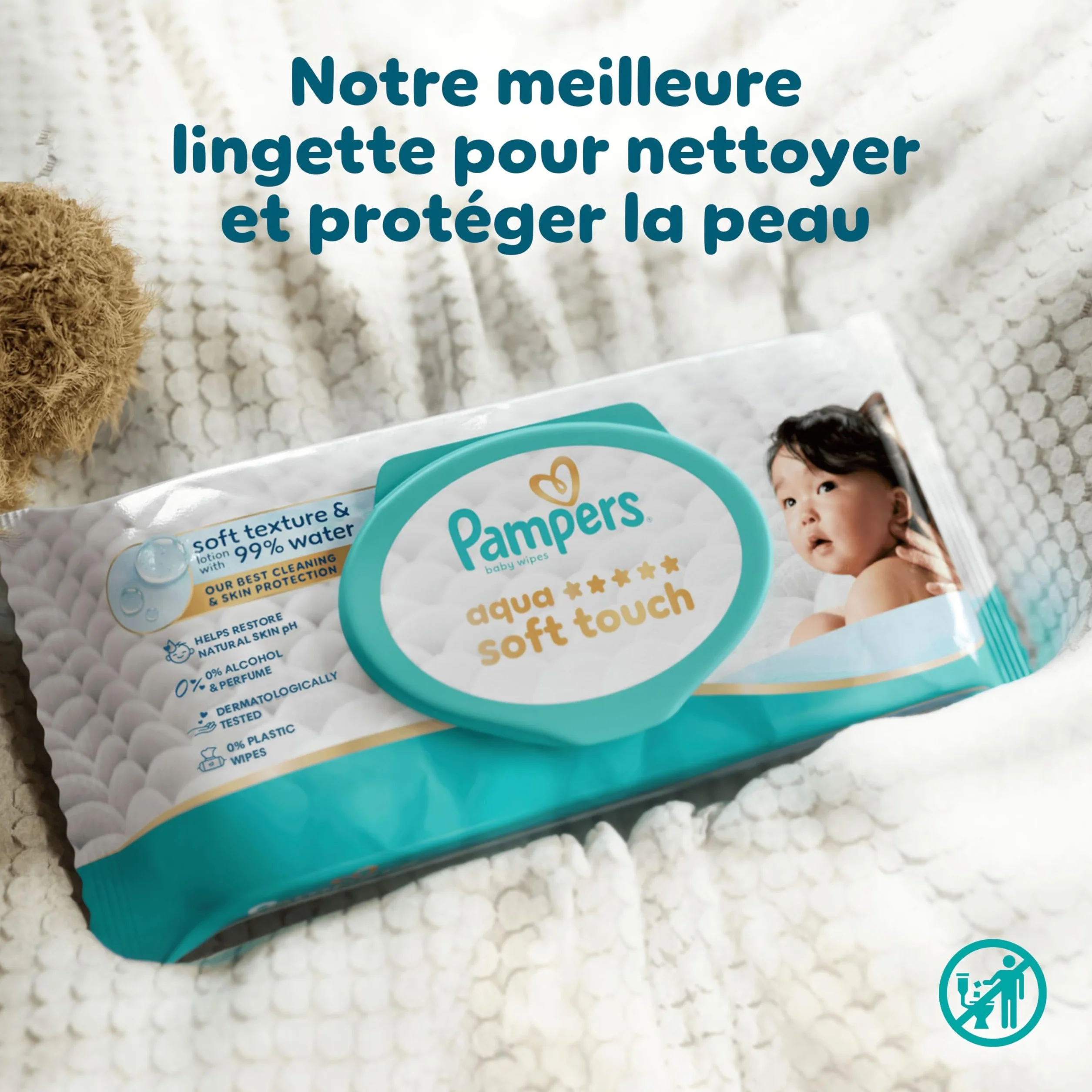 PAMPERS Coffret Cadeau Naissance 2 Packs Couches Premium Protection Taille 1 Lingettes Aqua Soft Touch Chaussettes Bébé