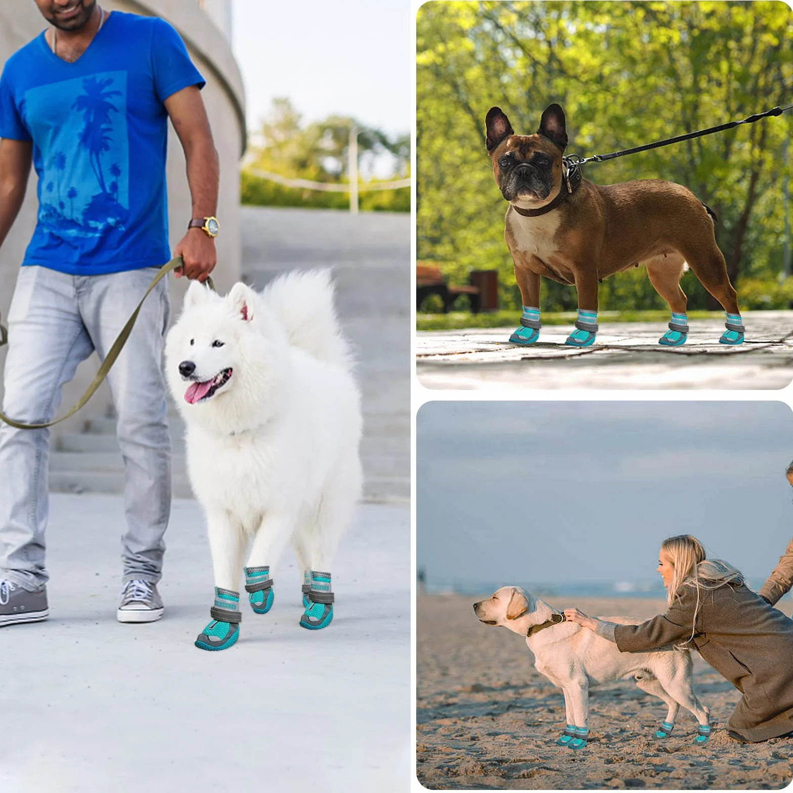 Bottes de Protection pour Chien 4 pcs Chaussures Respirantes avec Sangles Réfléchissantes et Semelle Antidérapante