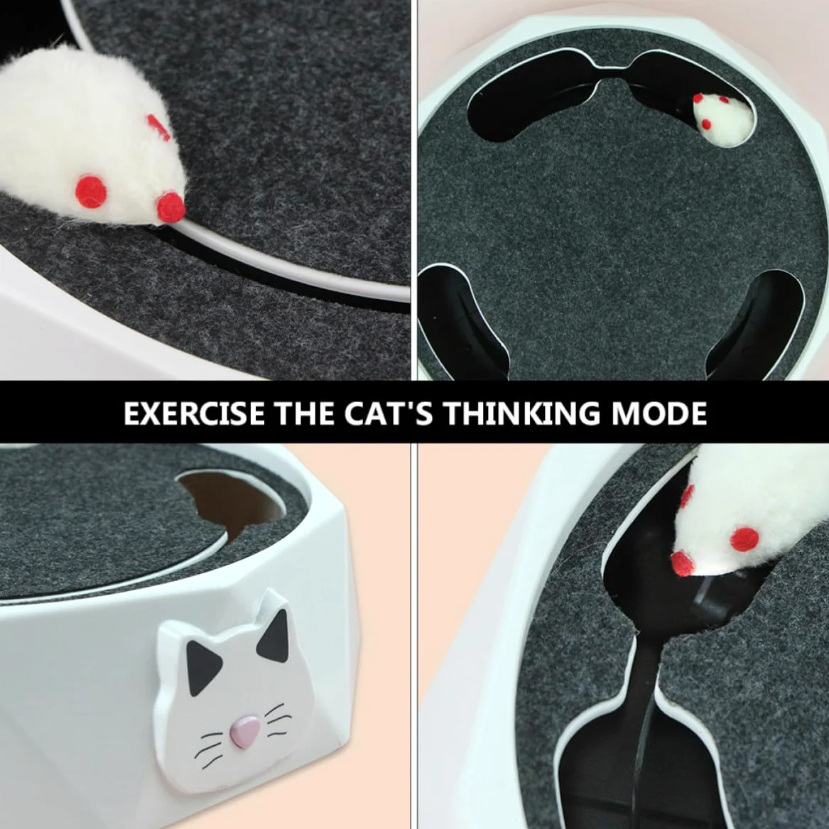 Abaodam Interactif pour Chat Souris Électronique pour Chat Souris Burrowing à Piles Abs Blanc et Domestique