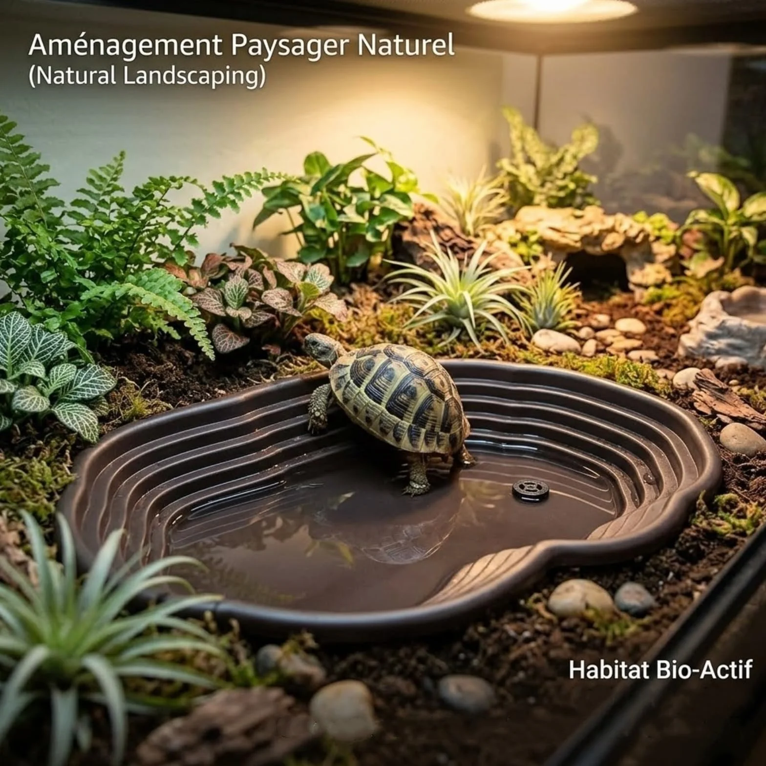 Plat d'eau Tortue avec Rampe et Plate-Forme pour Reptiles - Alimentation Intégrée
