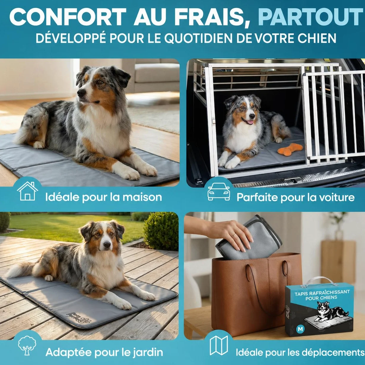 Cooling Mat Dog Tapis Rafraichissant Chien Auto Refroidissant Gel Non Toxique XL XXL Pliable