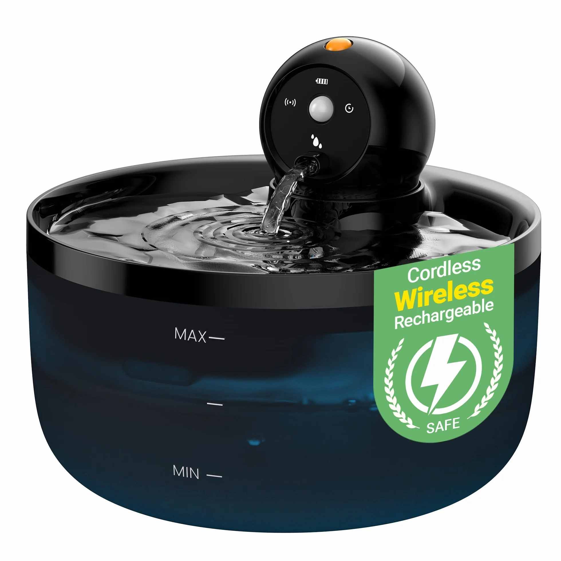 Fontaine à Eau pour Chat sans Fil 2,6L avec Détecteur de Mouvement et Batterie Rechargeable Silencieux