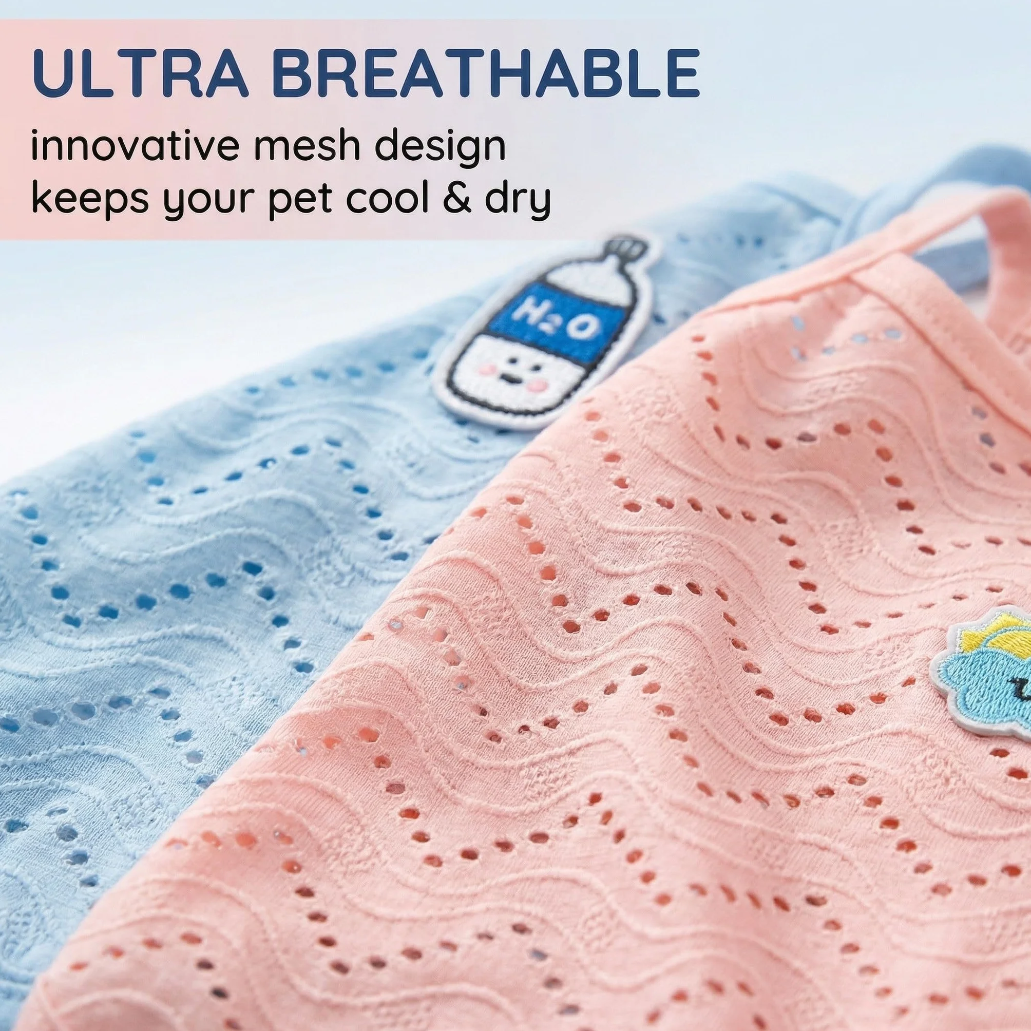 Lot de 2 T-Shirts pour Chien et Chat, Vêtement d'Été Respirant, Taille L, Rose et Bleu