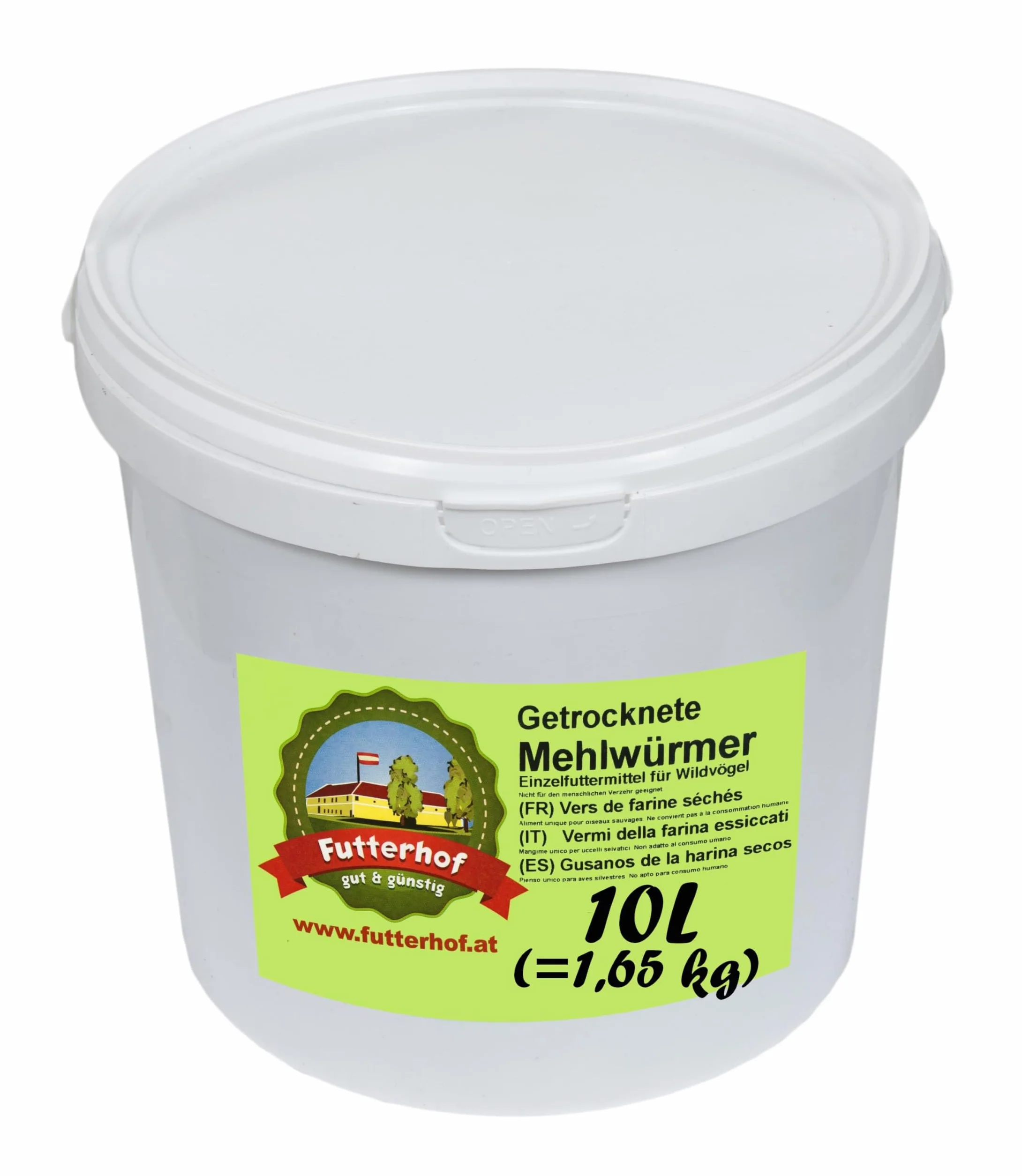 Futterhof vers de Farine Séchés Seau 10 L (1,65 kg) Premium Qualité