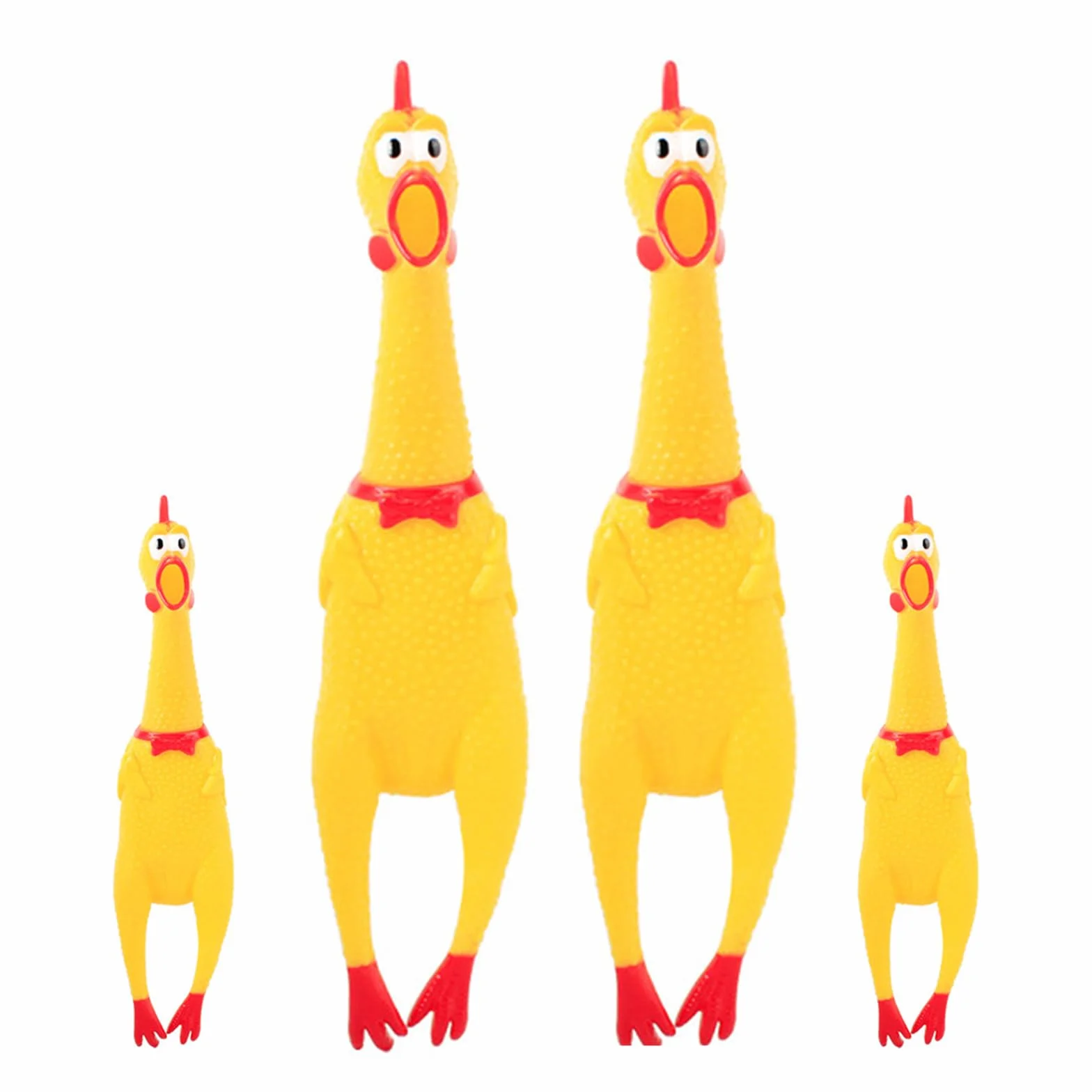 Poulet en Caoutchouc Jaune Qui Couine, 4 Pièces pour Chiots