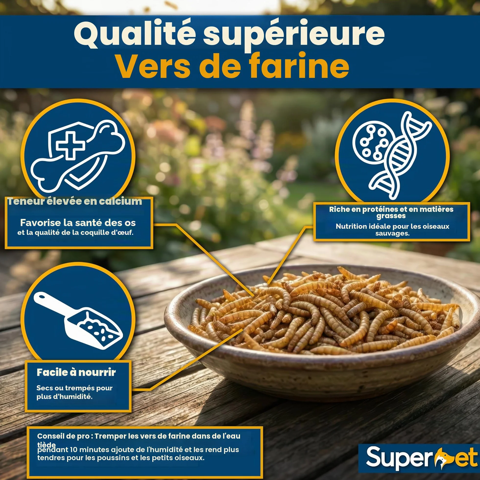 Vers de farine séchés 5 kg pour oiseaux sauvages