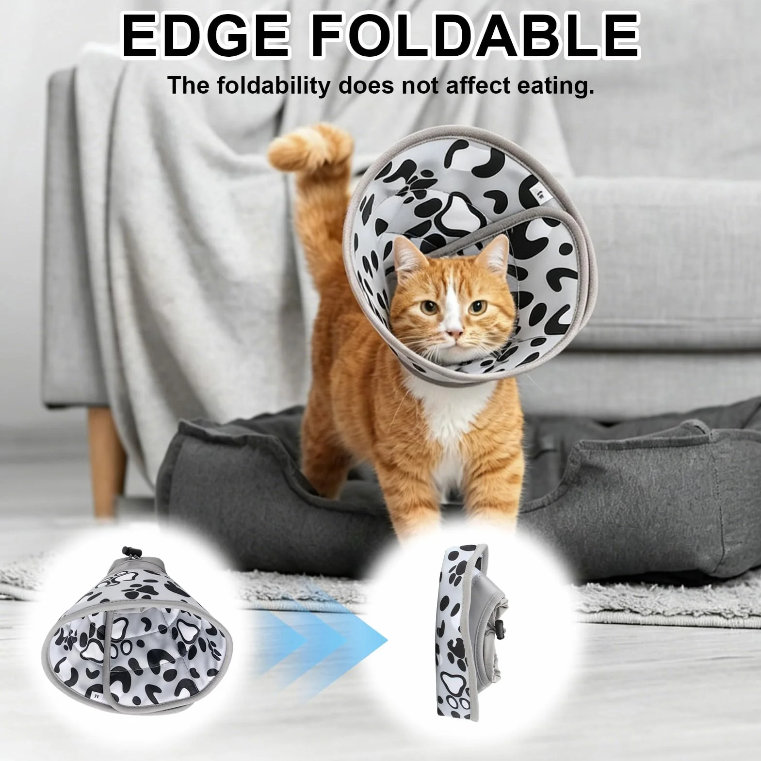 Collerette Chat Anti Léchage Souple Anti Grattage pour Chiots Petits Chiens Gris Tour de Cou 17-22 cm