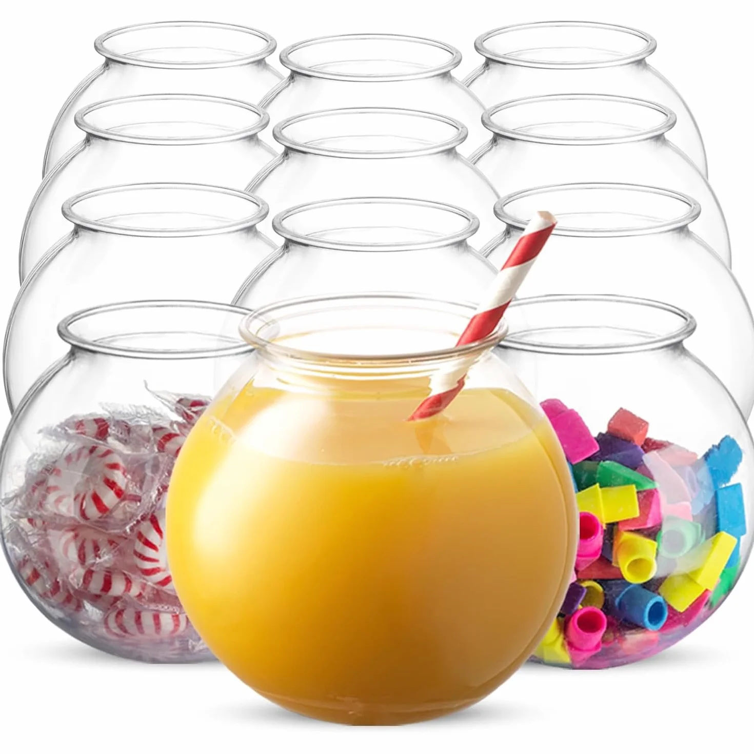 JoyServe Bol à poissons en plastique 16 oz 10,2 cm lot de 12 sans BPA