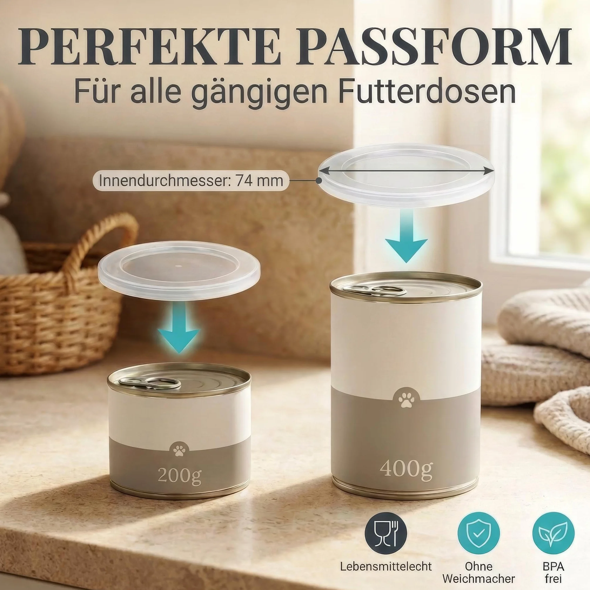 HUND IST KÖNIG® Couvercle de boîte – Couvercle robuste pour boîtes pour garder les aliments pour animaux frais et refermer les odeurs | Couvercle de boîte de 400 g / couvercle de boîte de 800 g