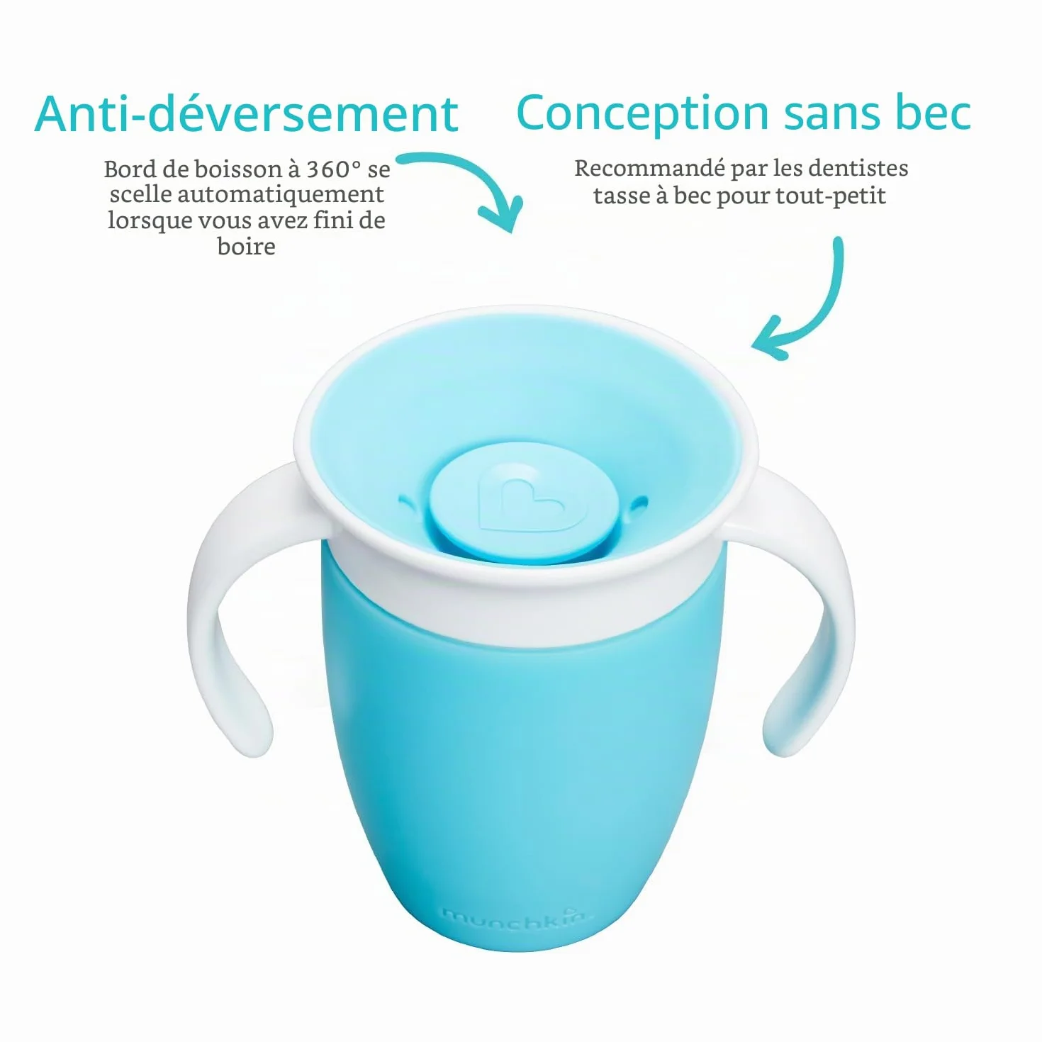 Munchkin Miracle 360 Tasse à Bec Sans BPA Sans Déversement 7oz 207ml Bleu