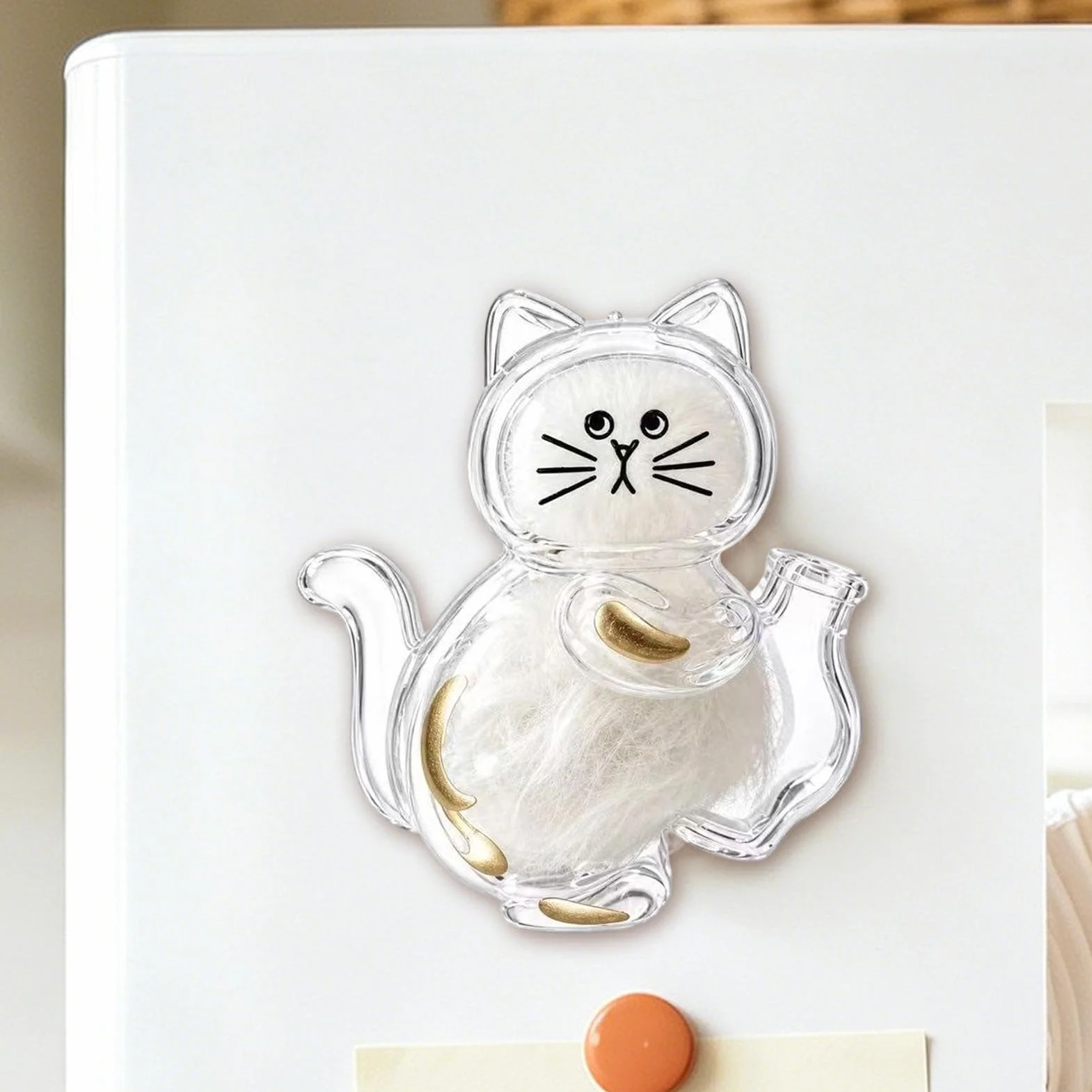 Boîte de Rangement Moustaches Chat, Décoration Transparente pour Poils de Chat, Porte-Poils Réfrigérateur
