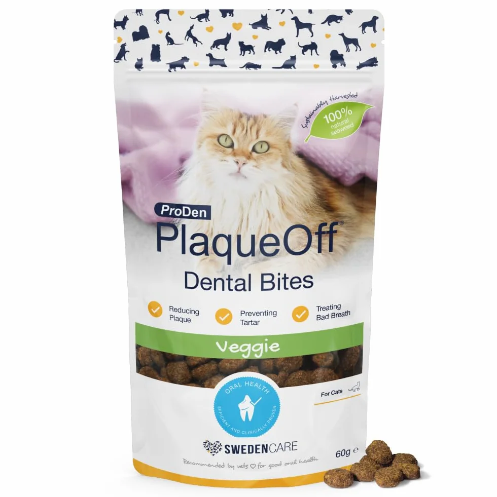 ProDen PlaqueOff Friandises Dentaires Croquantes pour Chats 60g Anti-Tartre Algue Naturelle
