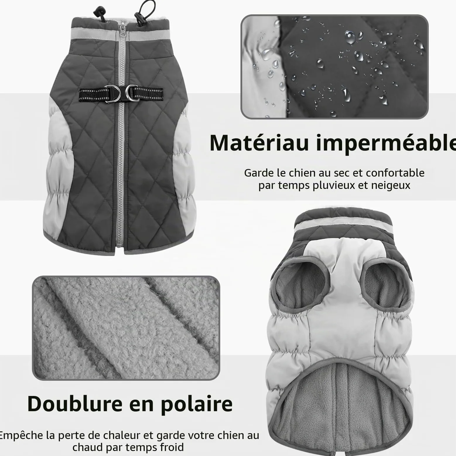 CITÉTOILE Manteau Chien, Manteau Chien Fourré Polaire avec Harnais, Manteau d'hiver pour Chiens Imperméable et Coupe-Vent, Réfléchissant Vetement Chien pour l'hiver pour Teckel, Bouledogue,Chihuahua