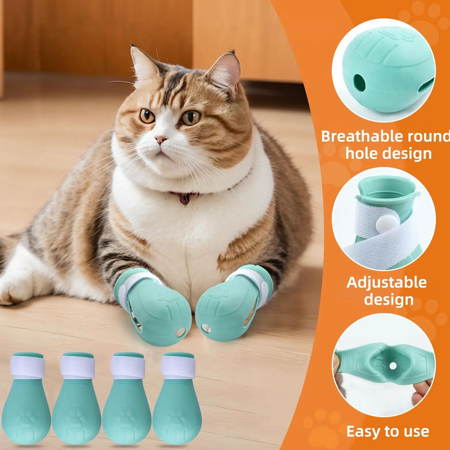 KATELUO Muselière pour Chat Réglable Anti Morsure, 4 Pcs Couvre Griffes et Pattes pour Toilettage Bain