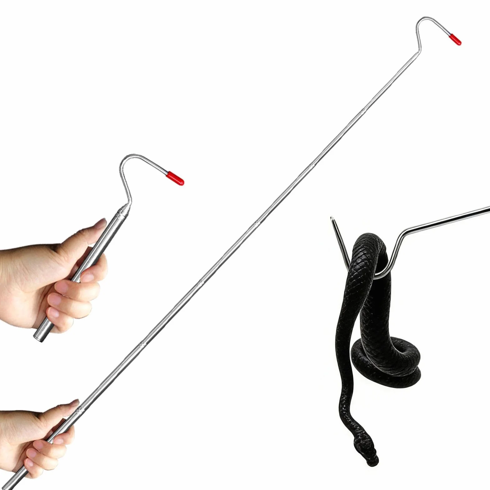 Crochet de serpent rétractable en acier inoxydable argenté