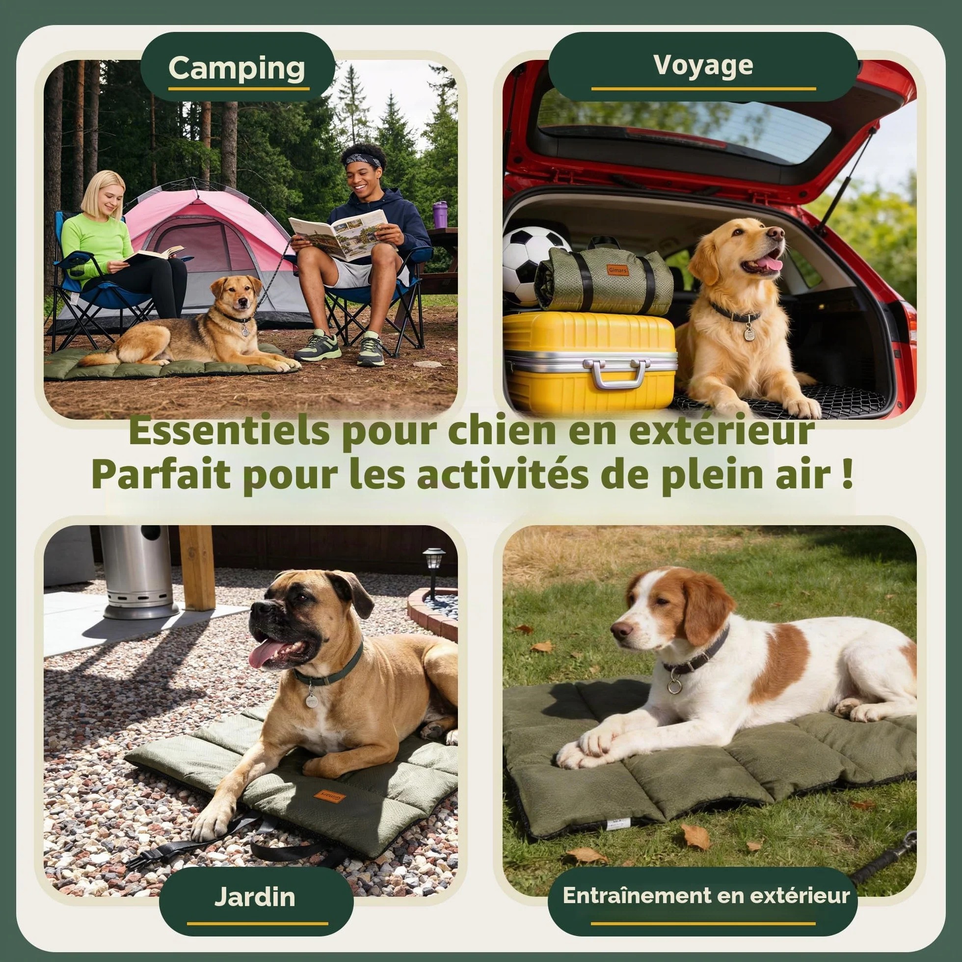 Gimars Lit pour Chien d’extérieur imperméable Pliable Lavable Portable Grand Voyage Chiens Moyens Grands