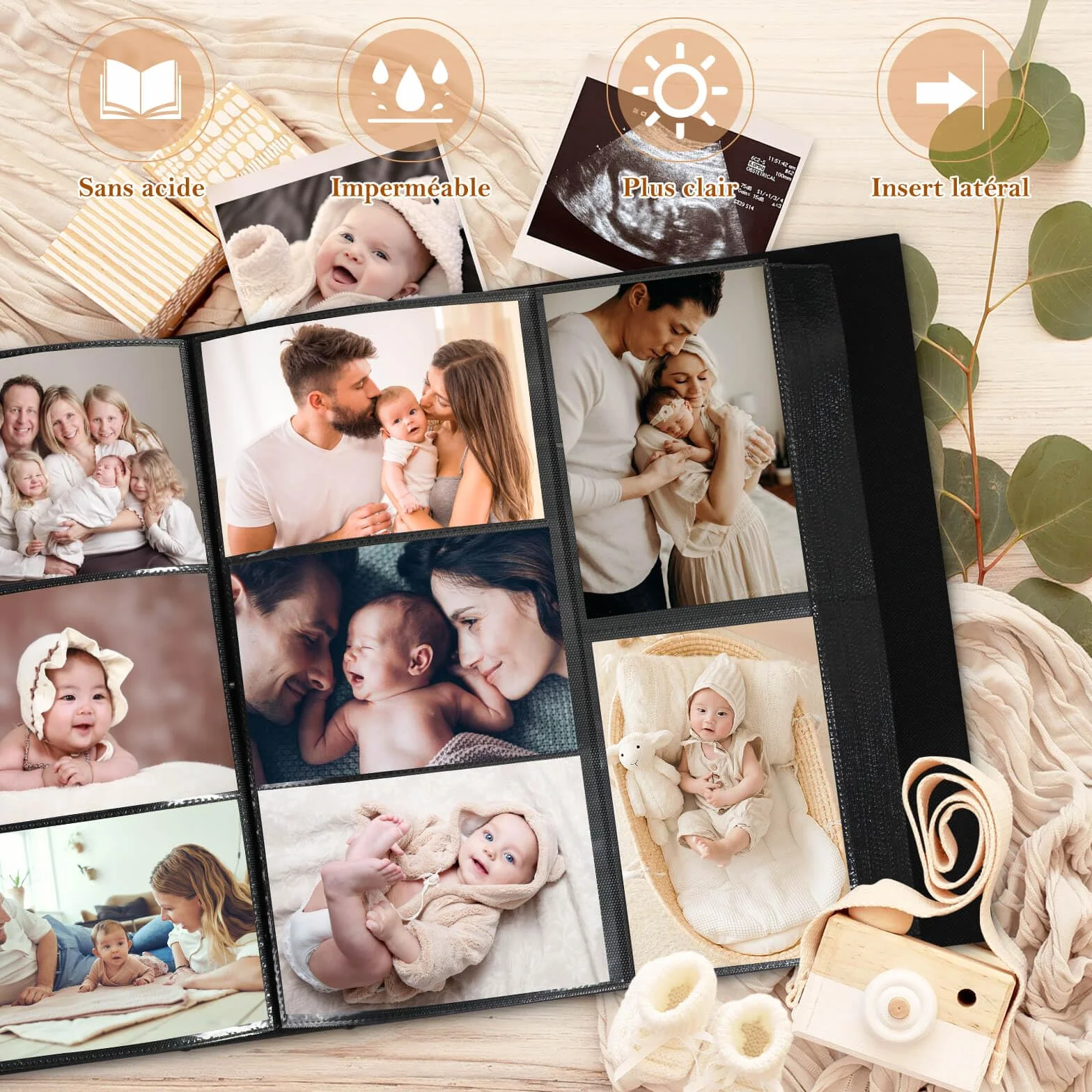 Album Photo Bébé 10x15 600 Pochette Gris Baby Photo Album Cadeau Naissance