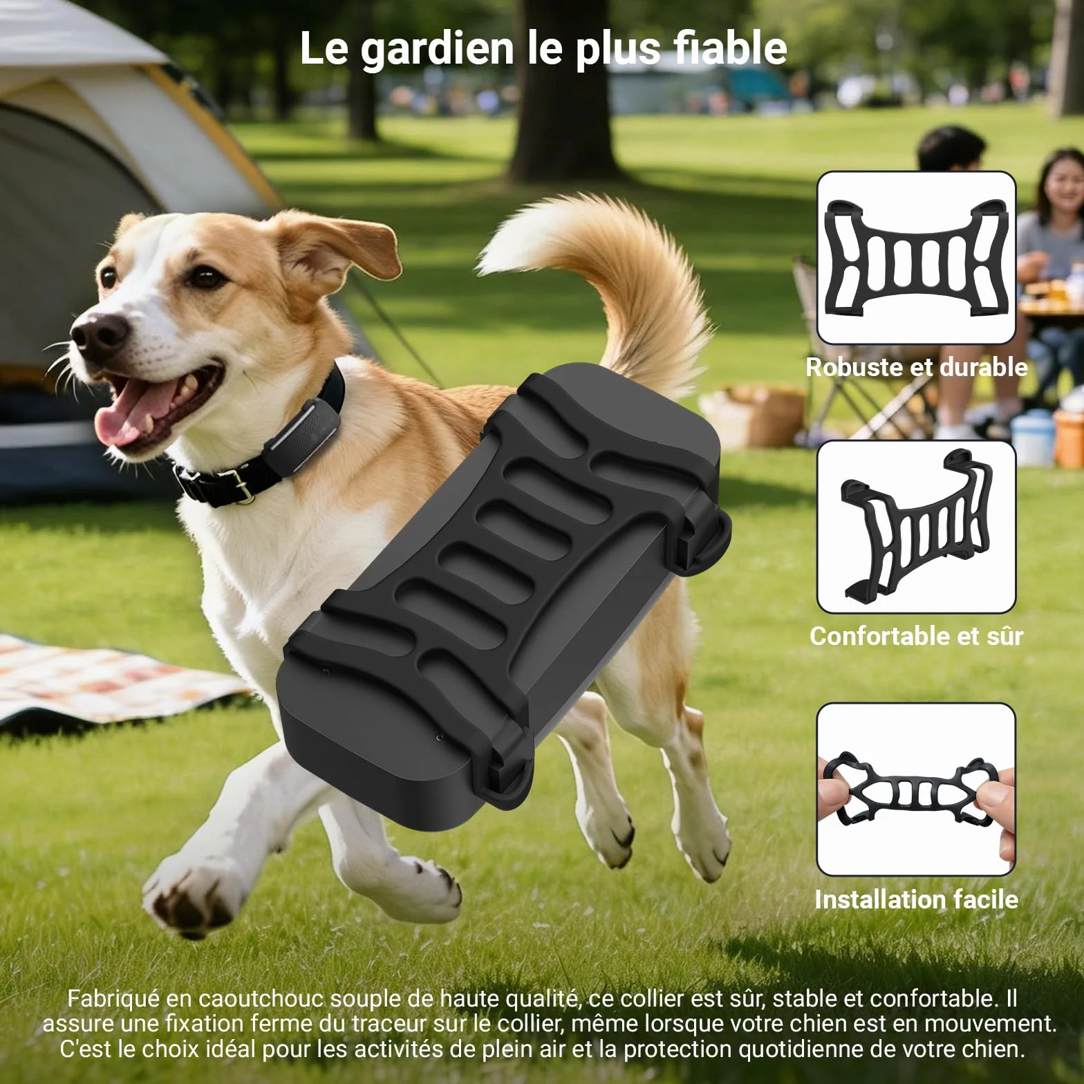 Attaches en Caoutchouc pour Tracti Dog 6 Collier GPS Chien, Remplacement Accessoires Localisation Animaux Noir