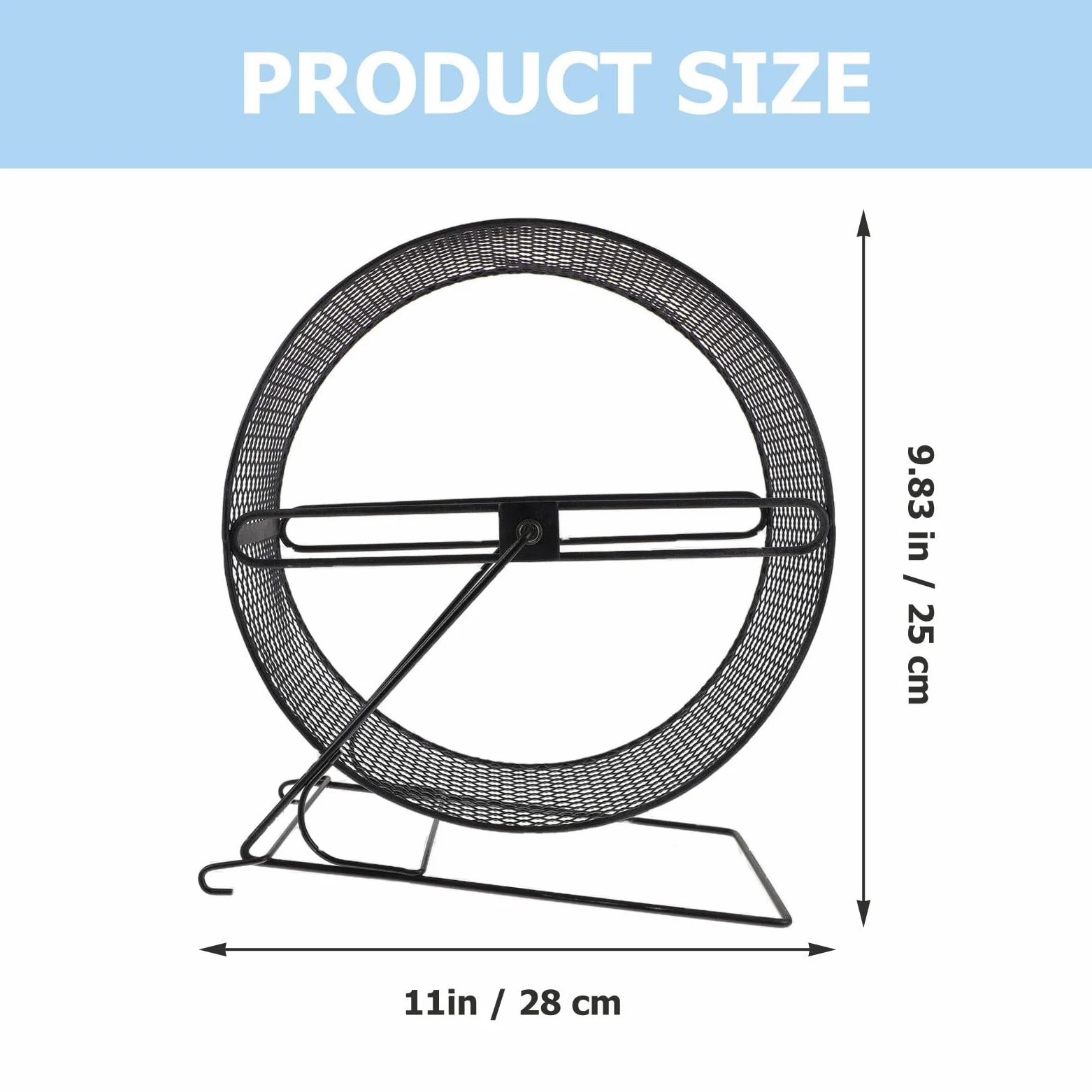 Roue Silencieuse pour Hamster en Fer, Jouet de Course Noir | Écureuil et Hérisson, Fonctionnement Silencieux, Exercice et Course Sûre, avec Support Stable